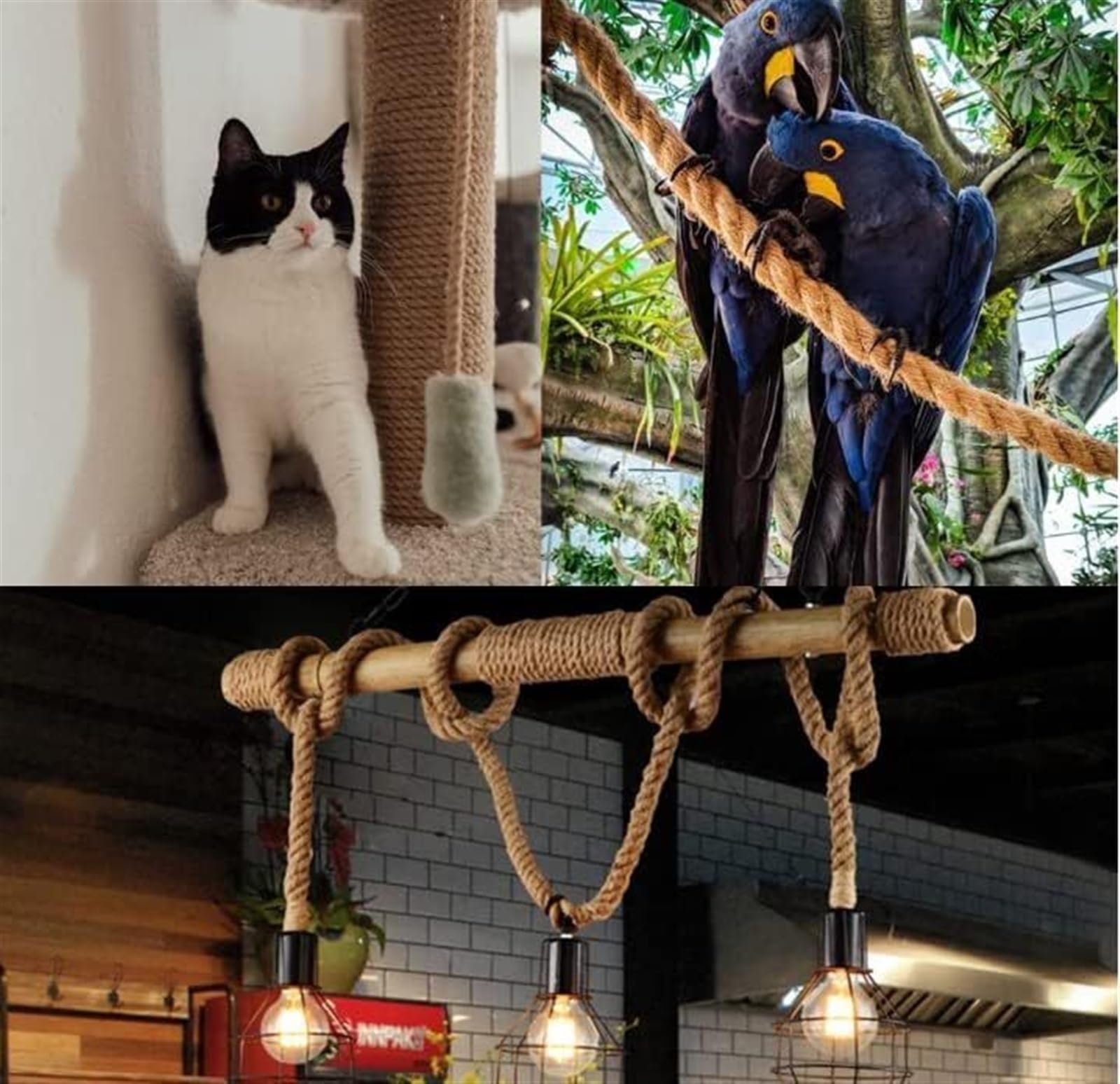 Paquete de decoración artesanal Cuerda de yute natural Cuerda gruesa, cuerda gruesa Cuerda de yute 22 mm Araña trenzada resistente Cuerda de cáñamo natural for jardín Gato rascador Decoración de jardi