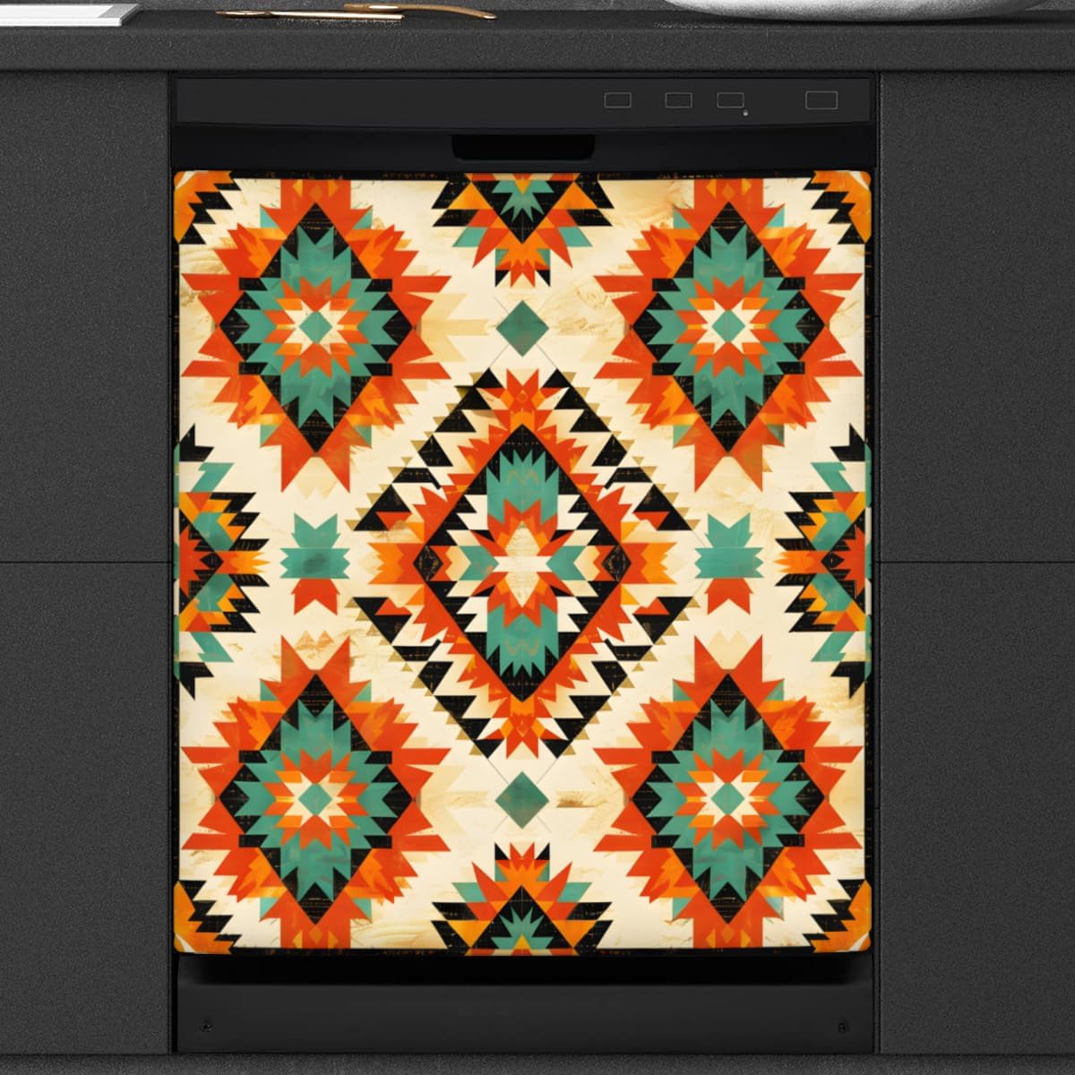 Abstract Art Mandala Dishwasher Magnet Cover Reusable Decorative Magnetic Door Cover Dishwasher Covers for The Front Magnetic Kitchen Refrigerator Appliance Decor 23 x 26 Inches