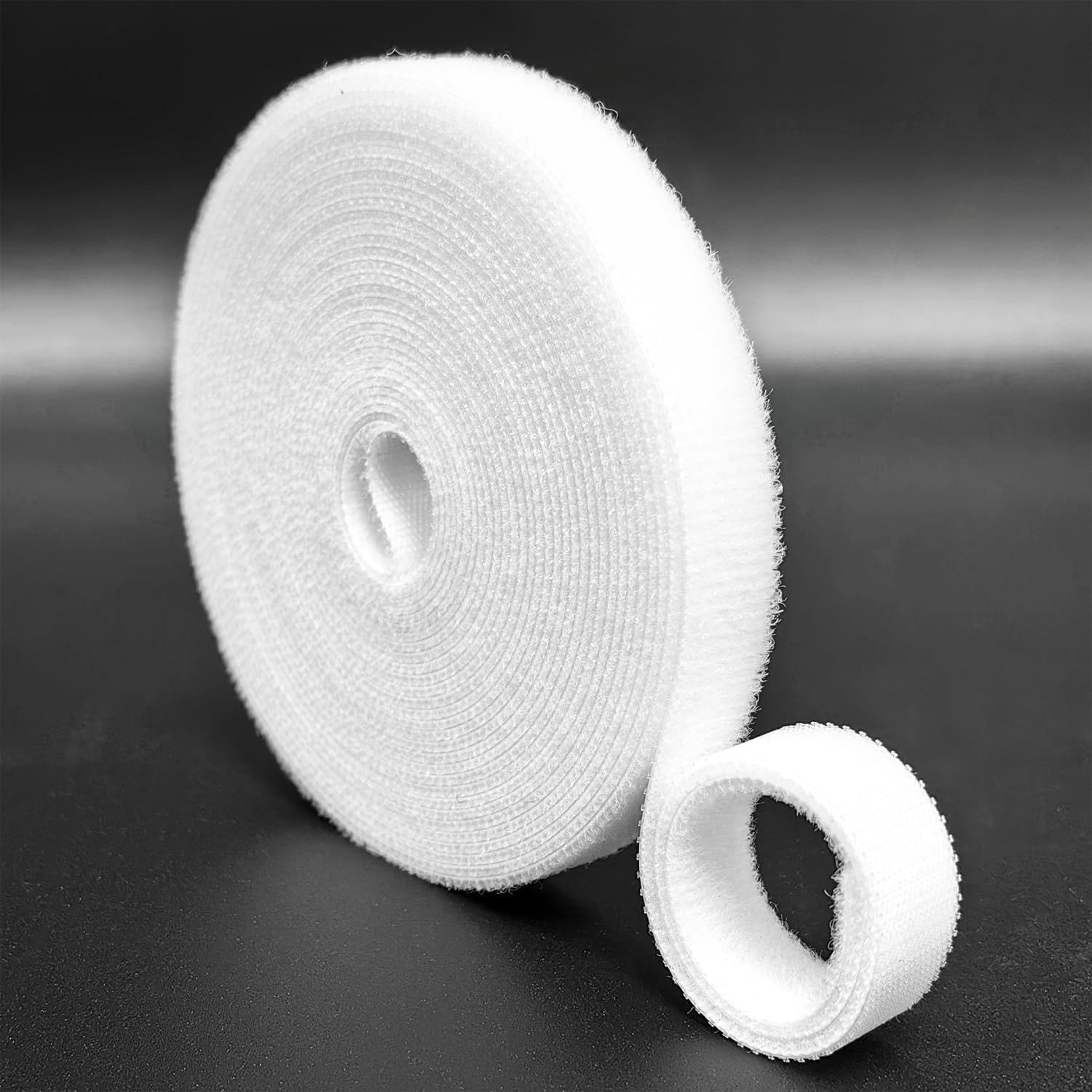 Double-Sided Hook and Loop Straps, White Self-Gripping Tape, Heavy Duty Cut-to-Length Fastening Roll for Cable Management and Organization