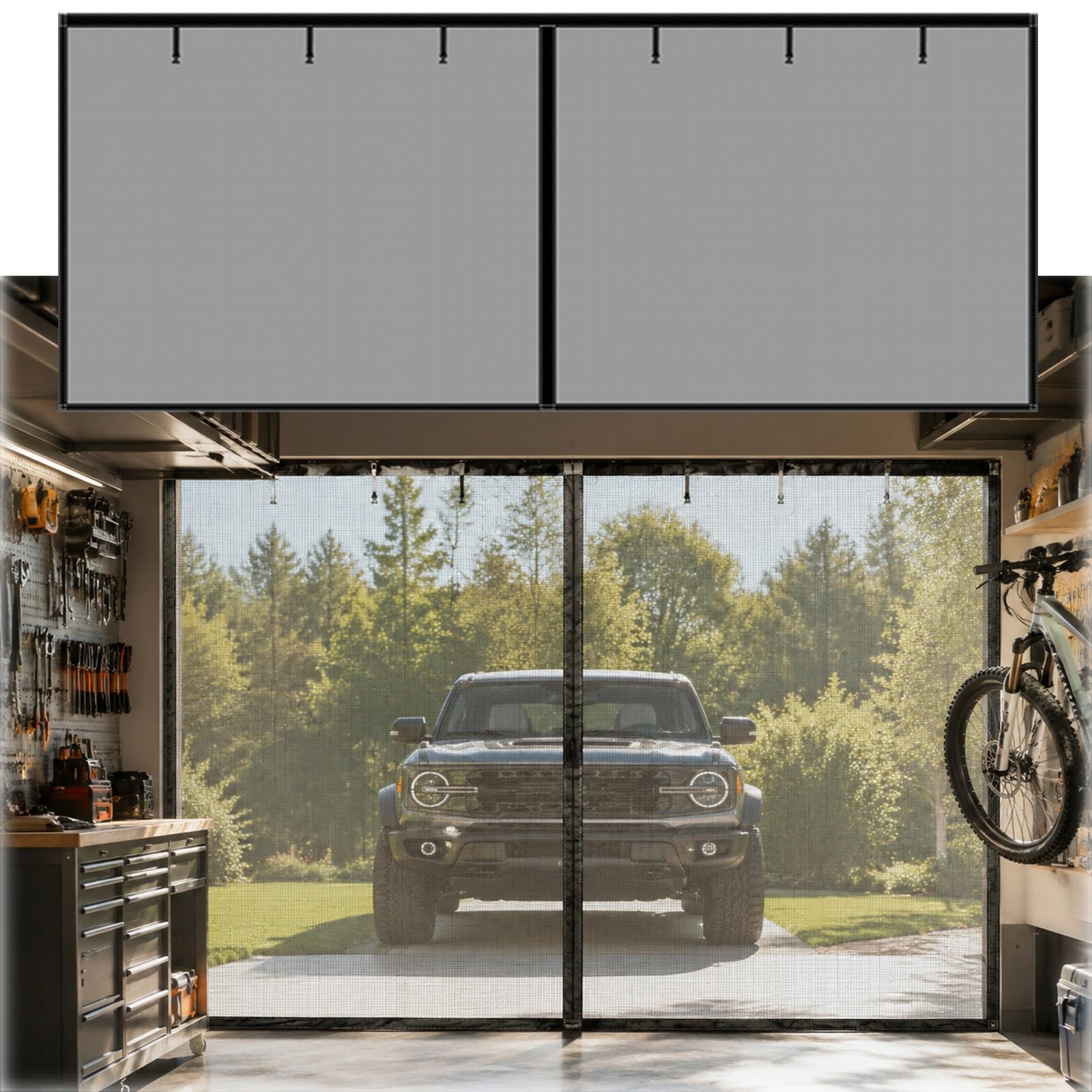 Moustiquaire baie vitrée coulissante pour aérer l'atelier et le garage