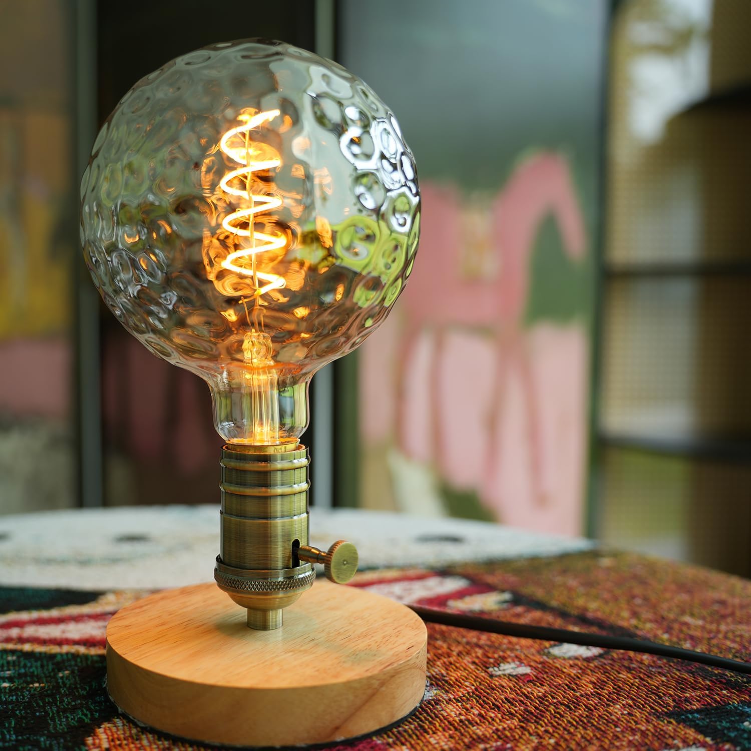 G40 LED Edison Bulb, Smoke Gray Hand-Blown Hard Glass, 4W (25W Incandescent Equivalent), 110-130V, E26, 2000K Warm Yellow Light, 200LM, Dimmable, for Indoor Decorative Lighting (Meteorite)