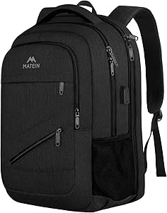 MATEIN Mochila Ordenador Portatil 17 Pulgadas Impermeable, Mochila Universidad Hombre Mujer Grande Antirrobo, TSA Laptop Backpack para Trabajo Viaje Escolares, Nergo