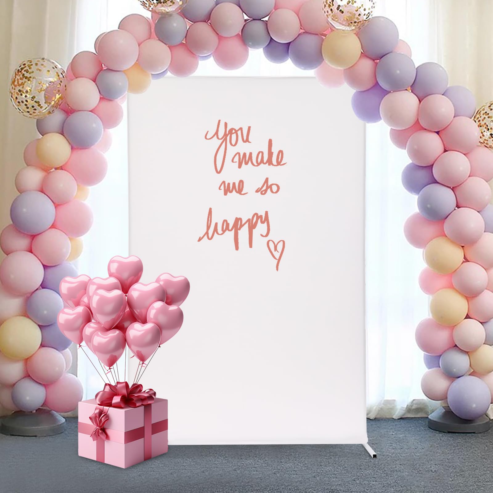 Supporto per archi nuziali con copertura in tessuto, 1,2 m x 1,8 m, kit di copertura per arco di nozze, supporto con base per matrimoni, feste di compleanno, baby shower, decorazione (bianco)