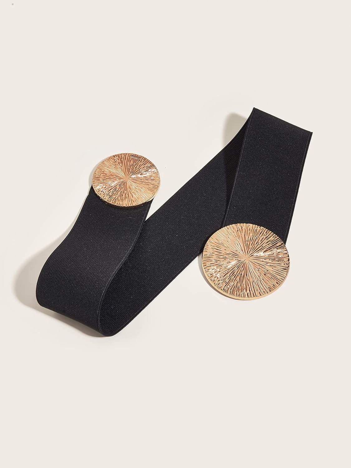 Ceinture Large Élastique Pour Femme - Double Anneau En Or - Style Vintage Tendance - Pour Robes, Jeans, Pulls - 7