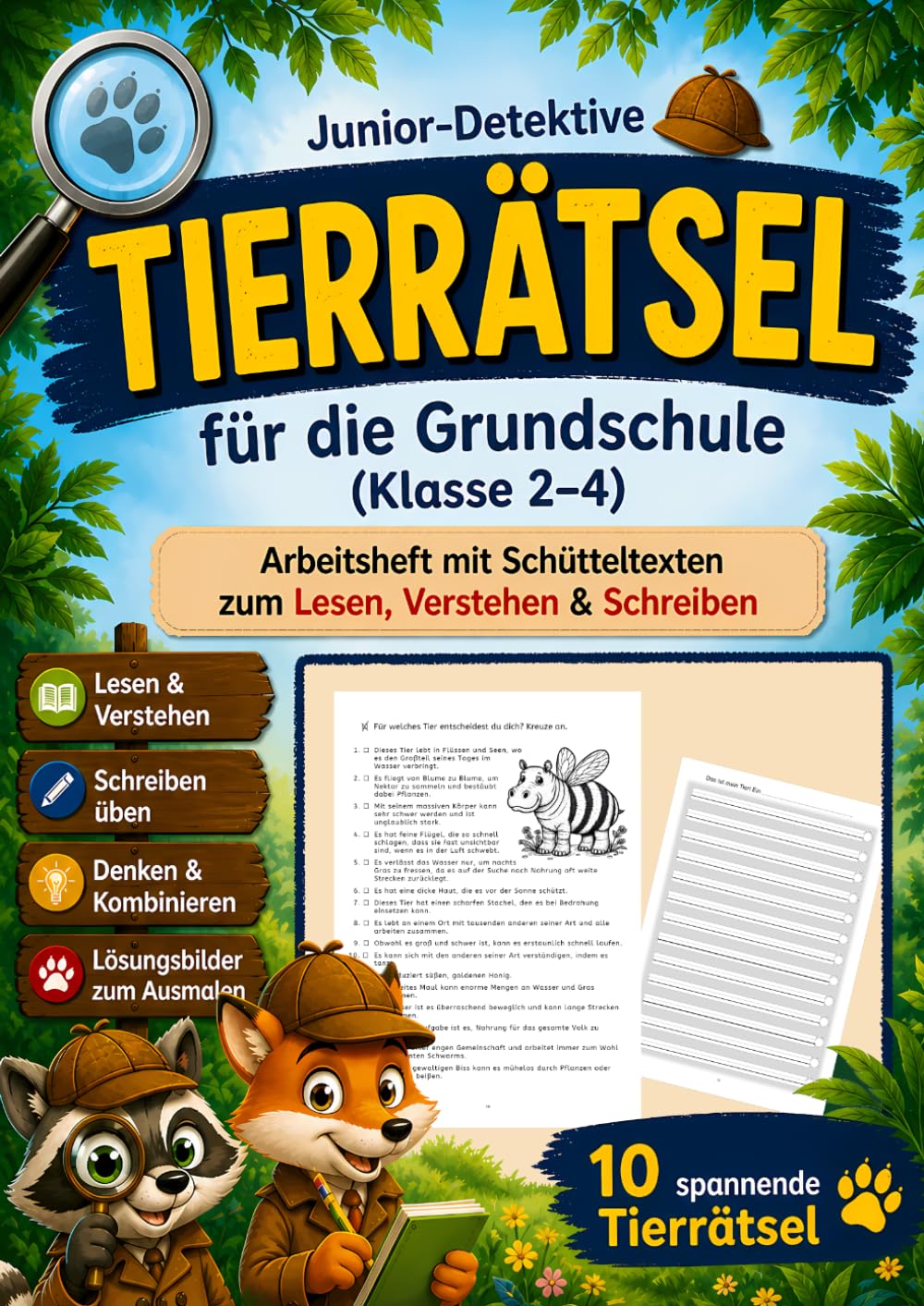 Junior-Detektive Tierrätsel für die Grundschule (Klasse 2-4): Arbeitsheft mit Schütteltexten zum Lesen, Verstehen & Schreiben (Junior Detektive - sinnentnehmendes Lesen)