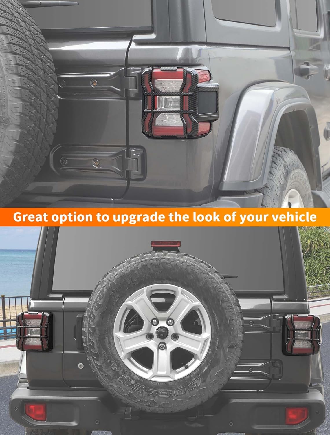 Savadicar Carbon Fiber Taillight Trim Cover for Jeep Wrangler JL JLU 4xe & Gladiator JT 2018–Present – Rear Light Accent, Exterior Styling Upgrade Accessory