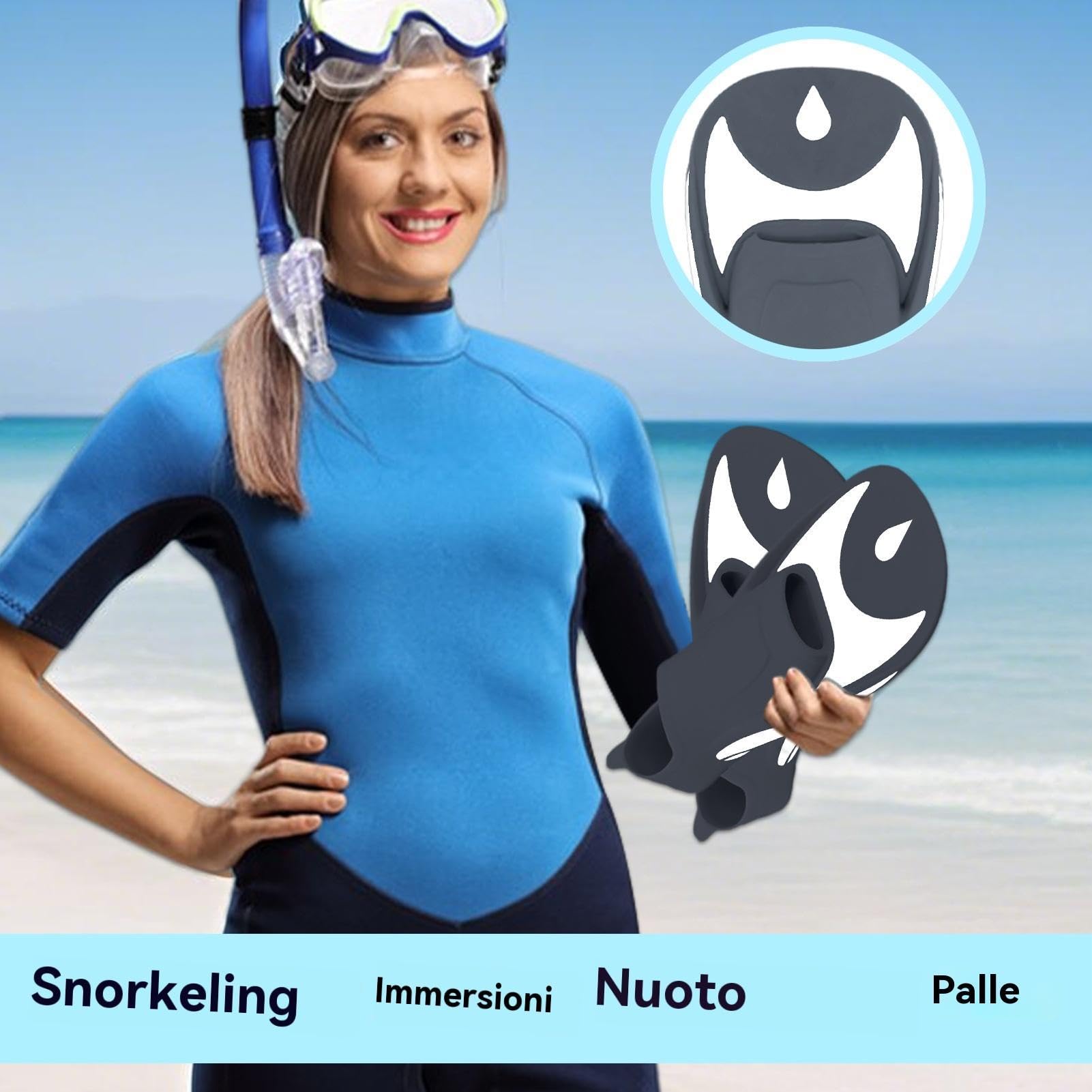 Palmes d'entraînement de natation : design léger avec pelle flottante, ajustement flexible et confortable, antidérapant, forme de propulsion hydrodynamique | Pratique de la natation, plongée en apnée,