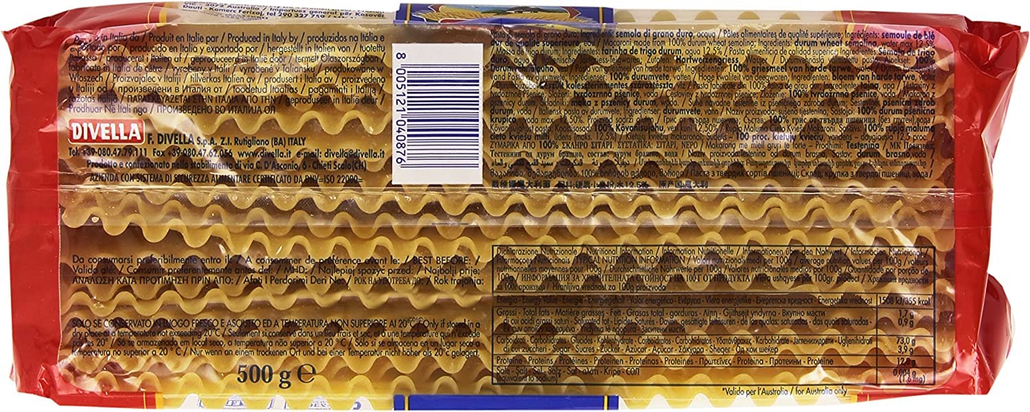 Pasta Lasagnoni N.87, breite italienische Hartweizen-Teigwaren 20 x 500g | Formato grande per forno, raue Oberfläche, ideal für Aufläufe mit Ragù und Béchamel, Gesamtnettogewicht 10 kg