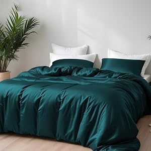 Linenwalas California King Duvet Cover Set – Viscose Derived from Bamboo, Soft, Breathable, Light Weight, Cooling Comforter Cover Set with Zipper Closure and Corner Ties (California King, Teal)