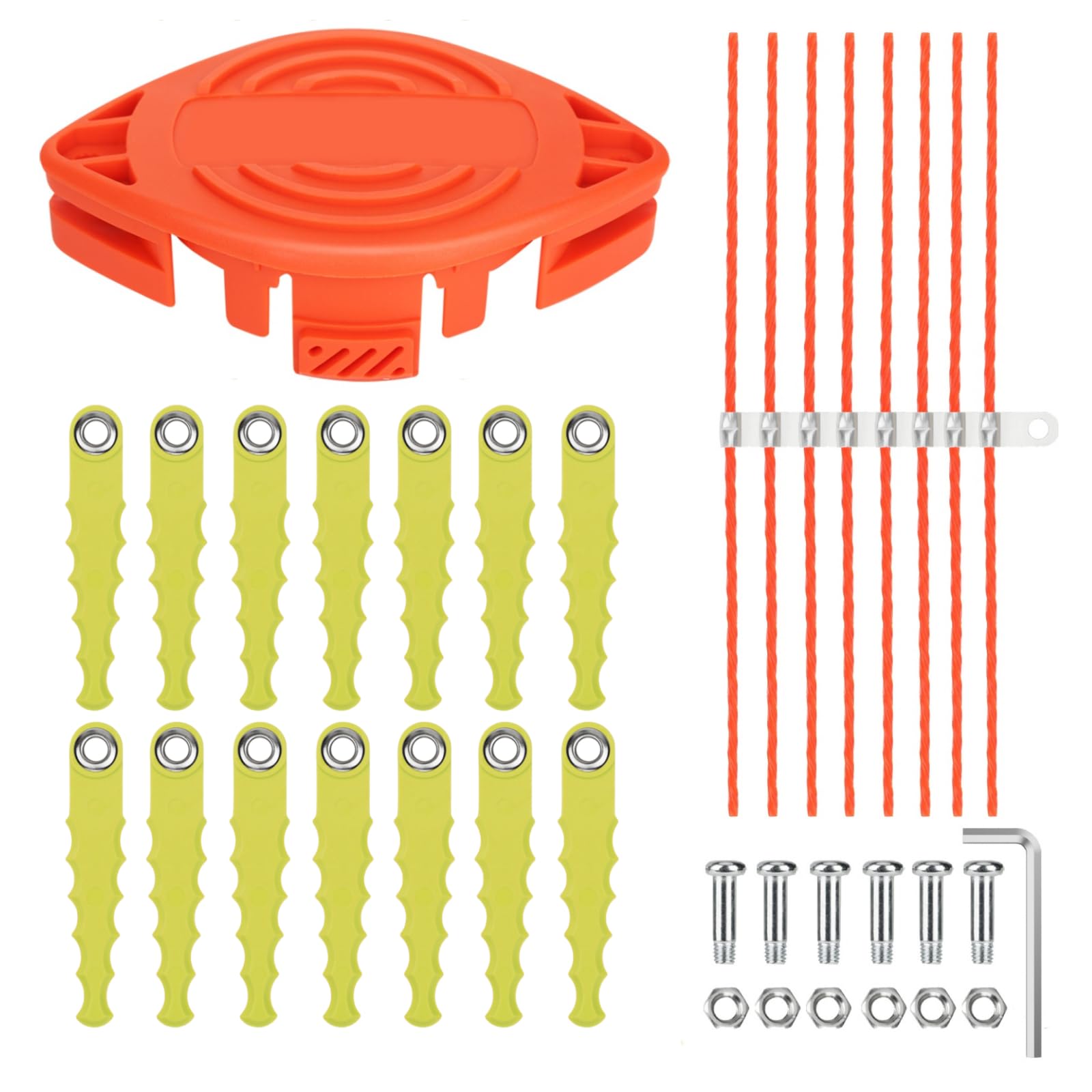 AF-100 Polycarbonate Replacement Head Compatible with Black Decker GH912 GH900 GH600 GH400 GH500 String Trimmers,with 14 Pack Quickload Blades &amp; 8 Pack 0.11" Flexible Line Parts (30Pack)