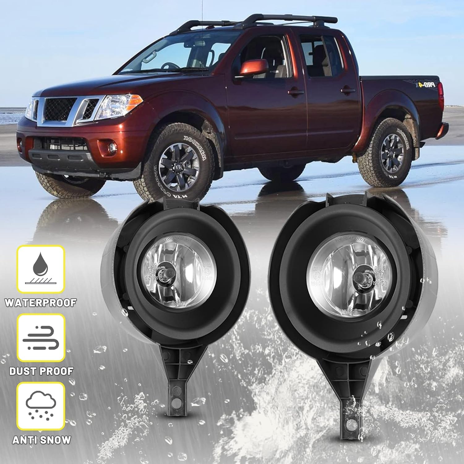 Fog Lights Lamps Assembly fit for Nissan Frontier 2005-2019 (Metal Bumper Only) Driver Passenger Replacement