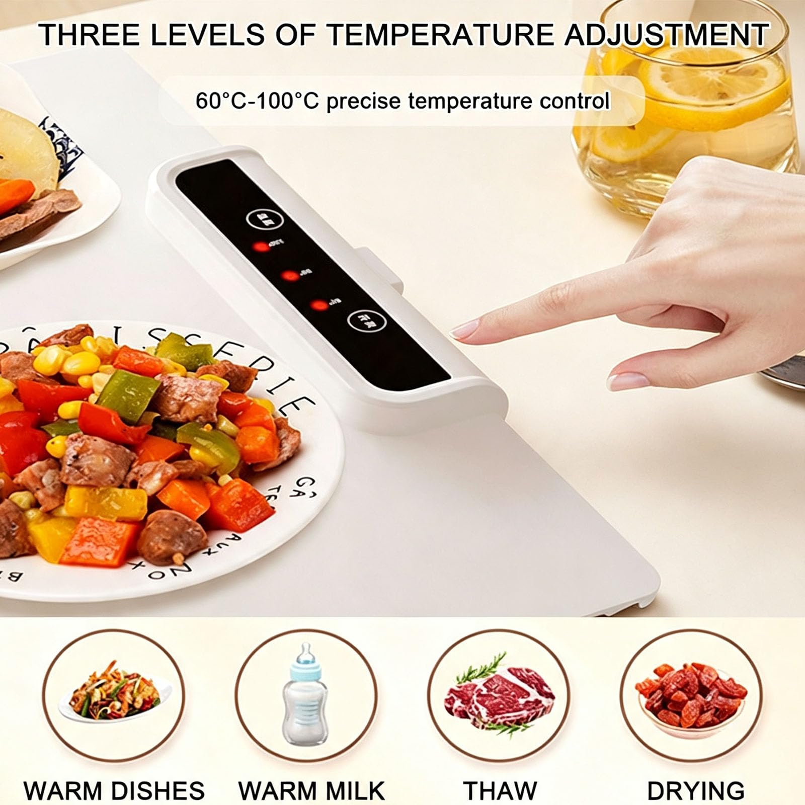 Tappetino Riscaldante per Alimenti, Tappetino Scaldavivande Portatile in Silicone, Materiale in Nano Silicone Pieghevole, per Scongelamento,Bianca,2pcs