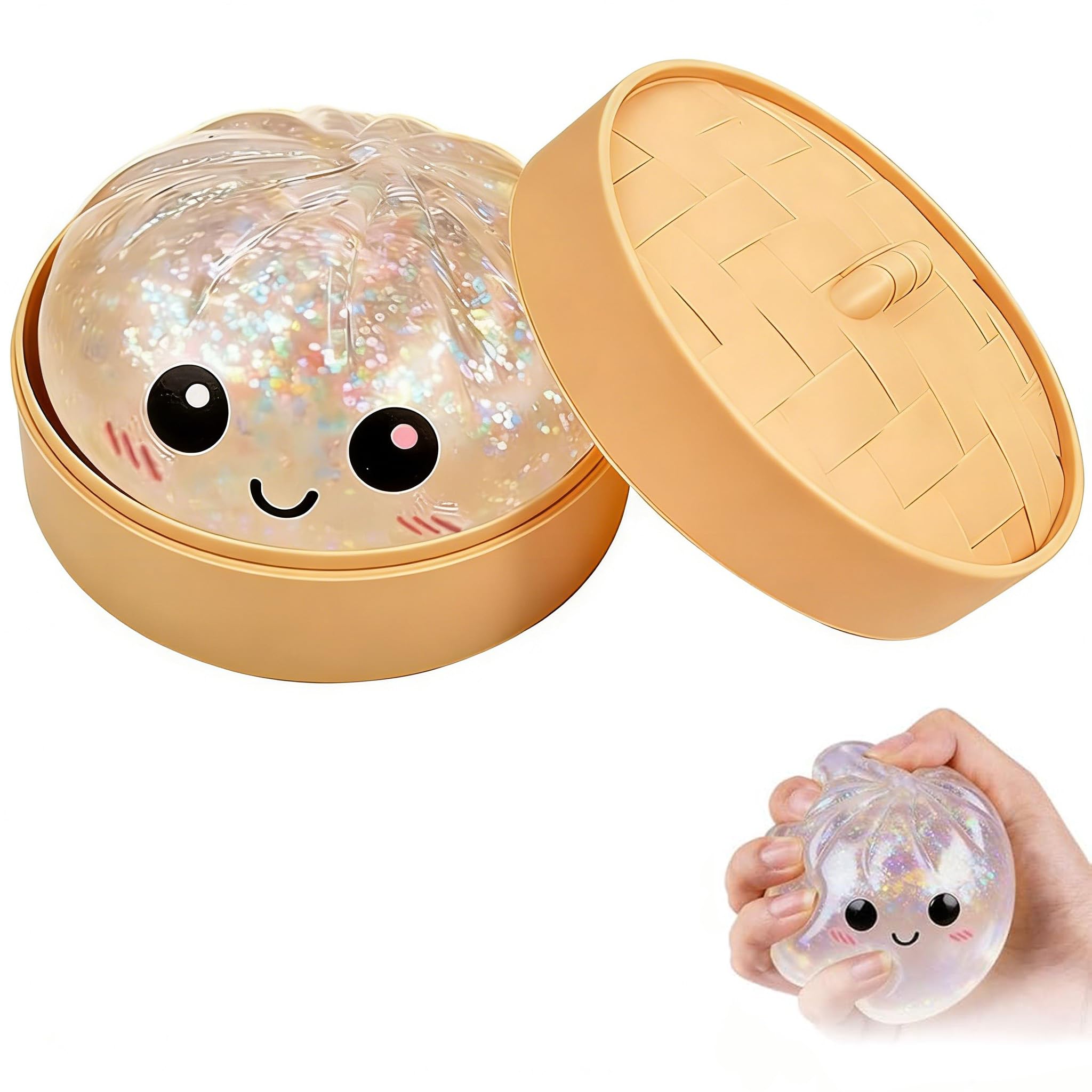 2026 New Glitter Dumpling Squishy, Slow Rising Stress Relief Fidget for Adults, Soft Sensory Squeeze for Anxiety Relief, Office Desk Decor and Stress Buster, Party Favor Gift