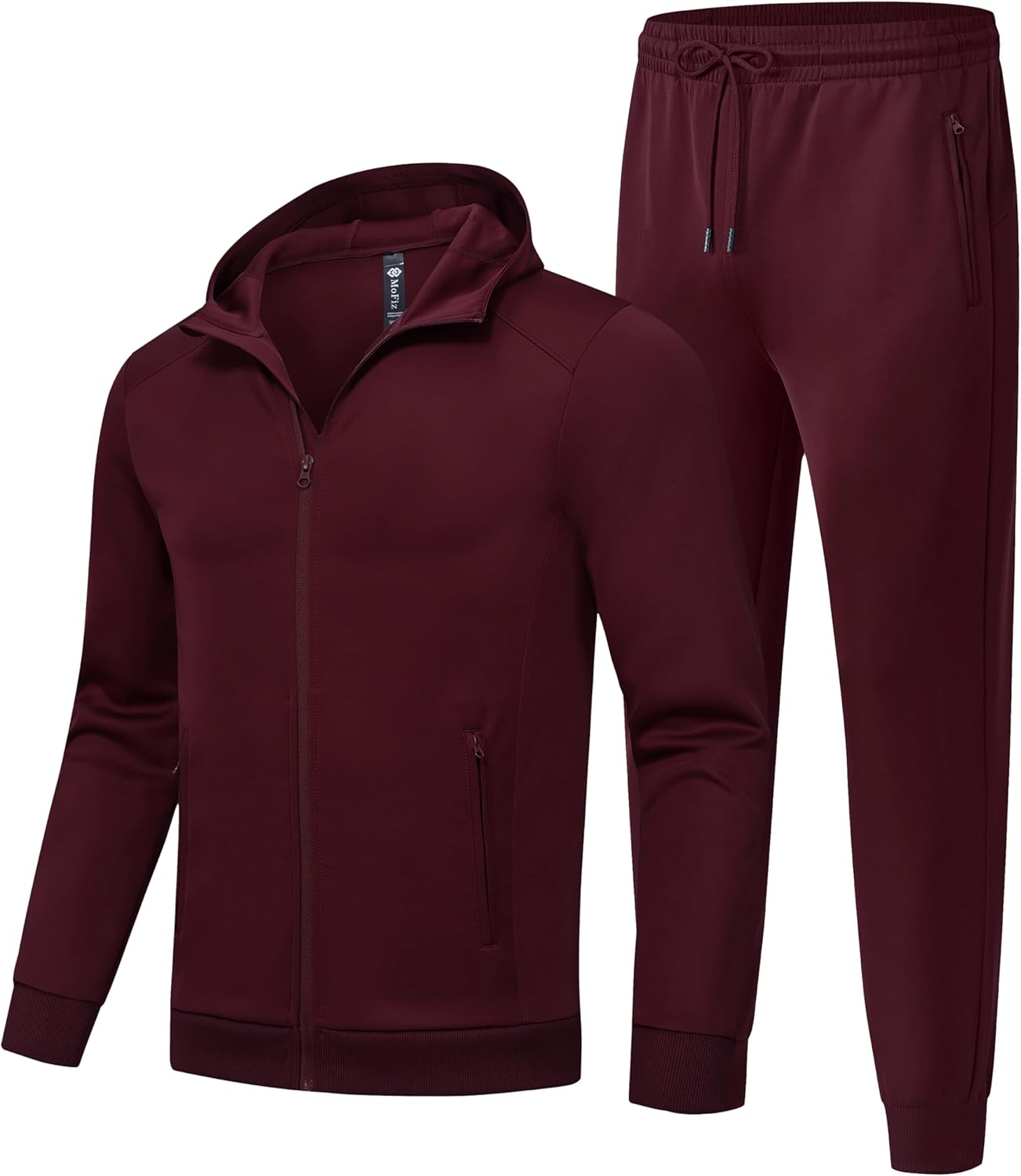 MoFiz Men's Tracksuits Sweatsuits for Men Athletic Set 2 Piece Track Suits Jogging Casual Warm Up Full Zip Running Sports Dark Red 2XL