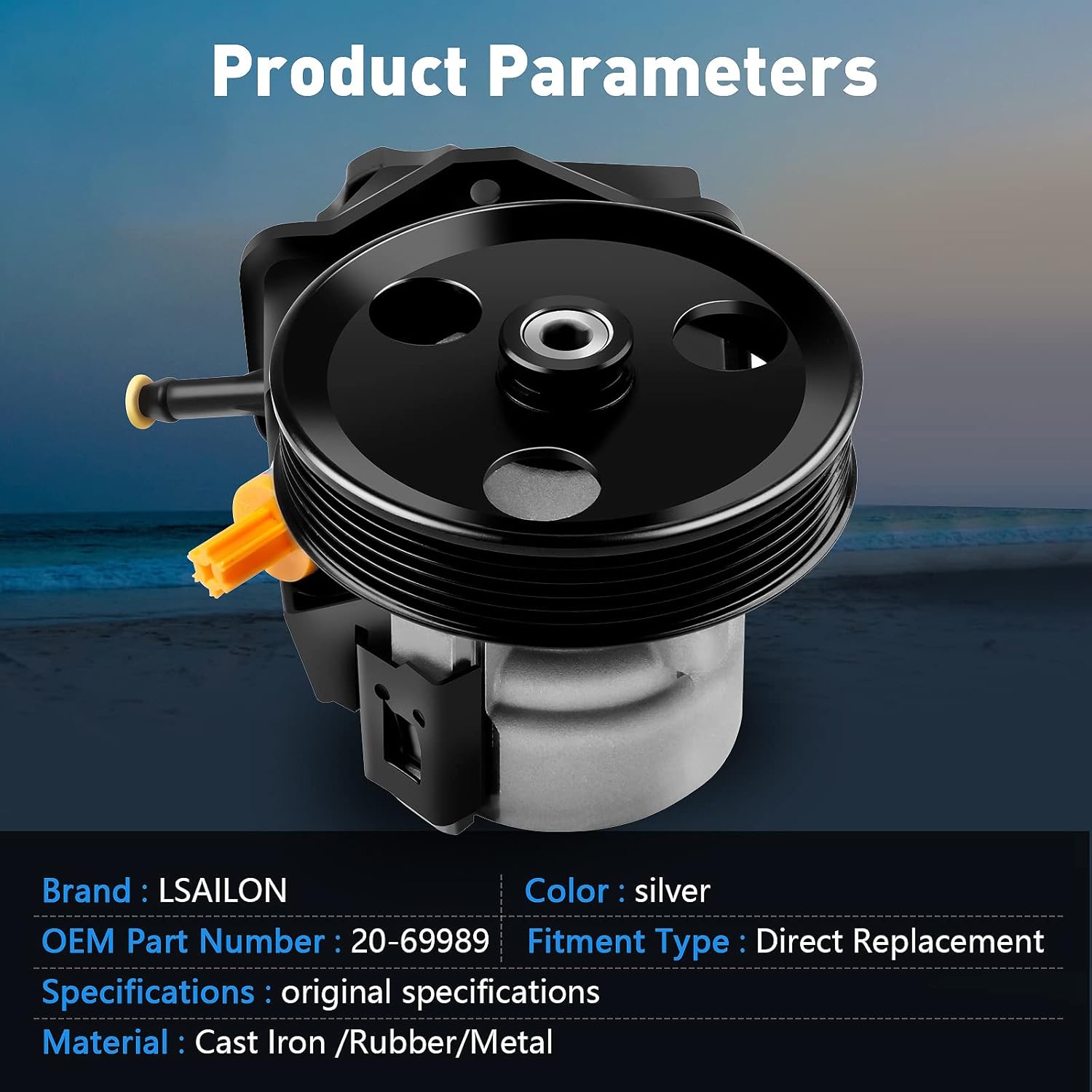 LSAILON 20-69989 Power Steering Pump For 2006-2011 for Chevy Impala,2006-2007 for Chevy Monte Carlo Assistance Pump