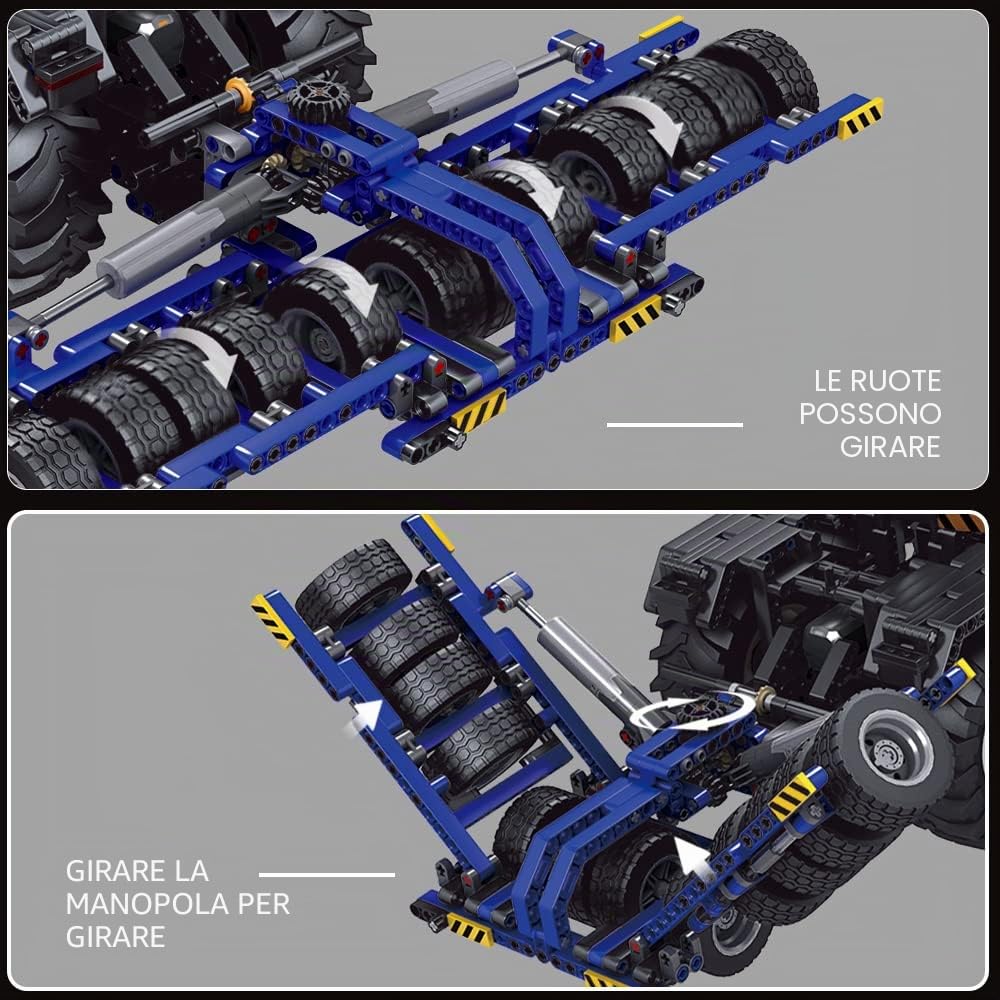 Mould King 17020, mattoncini da costruzione per trattore radiocomandato, 4 in 1 RC, mietitrebbia, giocattolo per gli amanti delle macchine agricole (2716 pezzi)