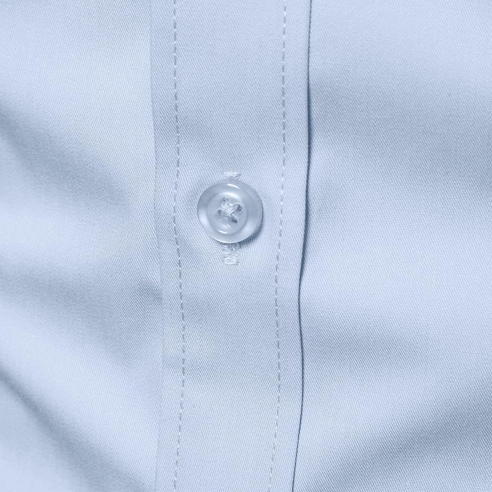 Manwan walk Men's Slim Fit Business Casual Cotton Long Sleeves Solid Button Down Dress Shirts - Image 5