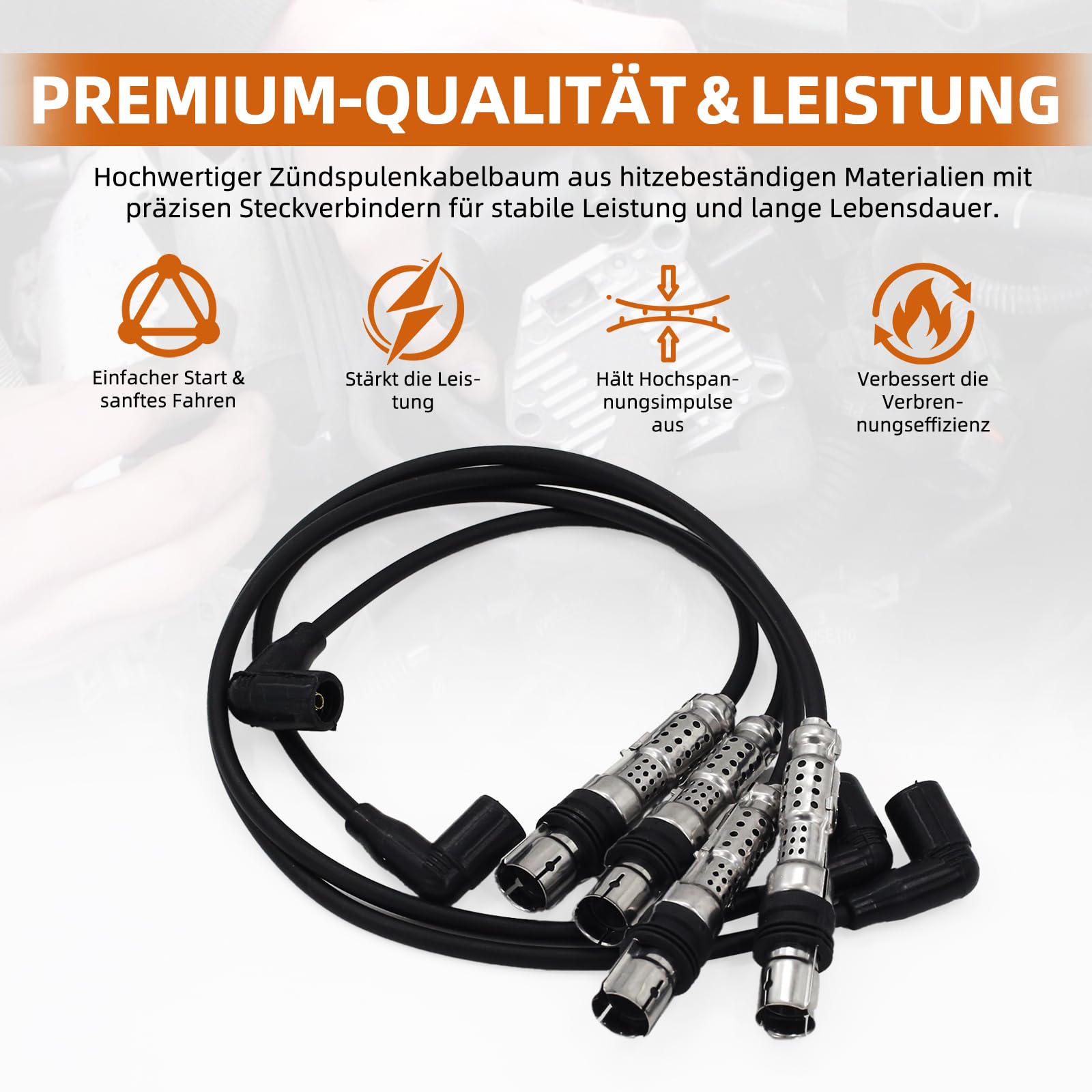 Cewka zapłonowa i zestaw kabli do Touran, Golf 5 Plus, Golf 6, Beetle, Caddy, Polo, A1 8X, A3 8P, Altea, Ibiza, Leon, Toledo, Fabia, Octa-via, Rapid, Roomster 1.2 TSI