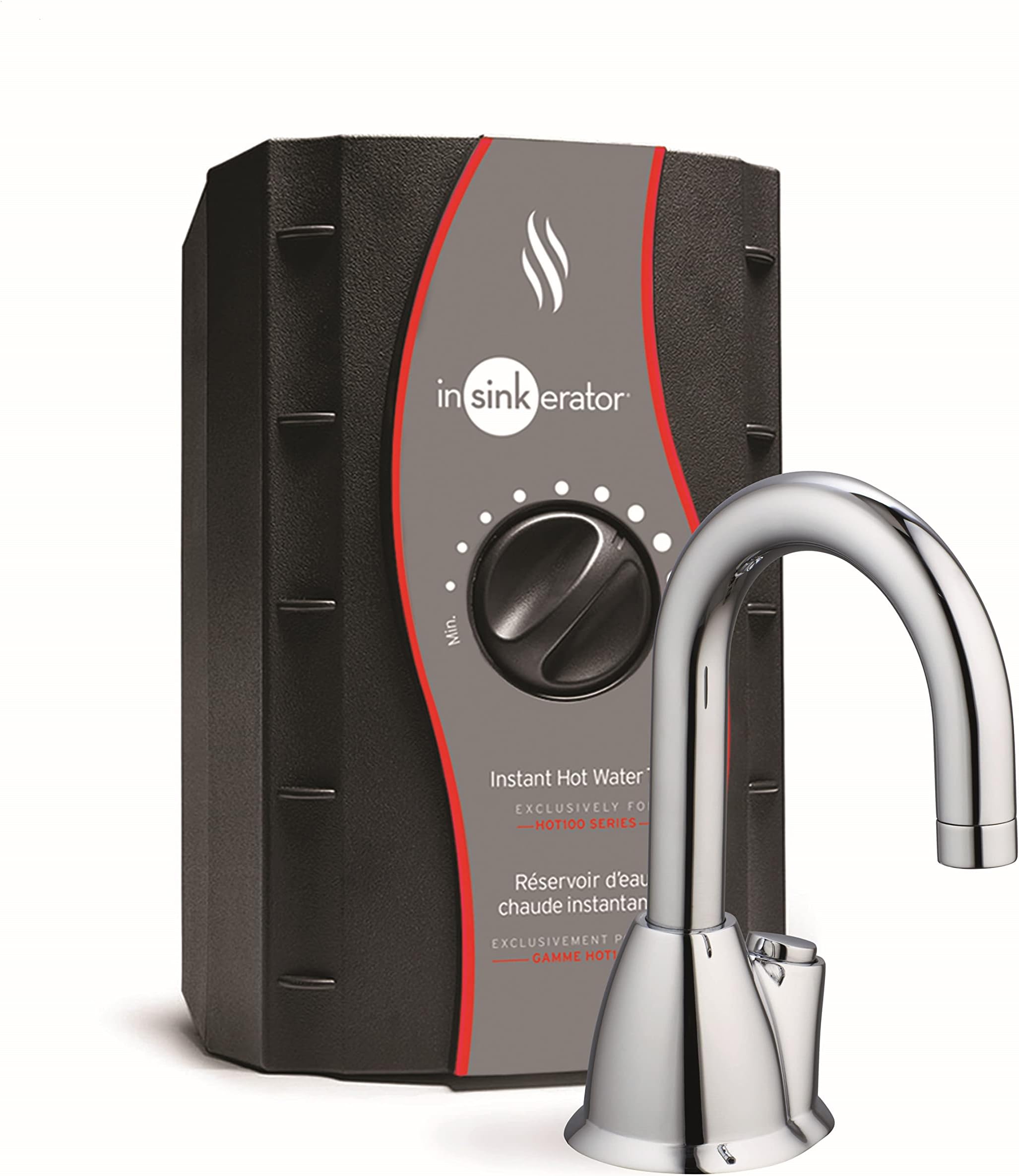 InSinkErator HOT100 Instant Hot Water Dispenser System - Faucet & Tank, Chrome, H-HOT100C-SS
