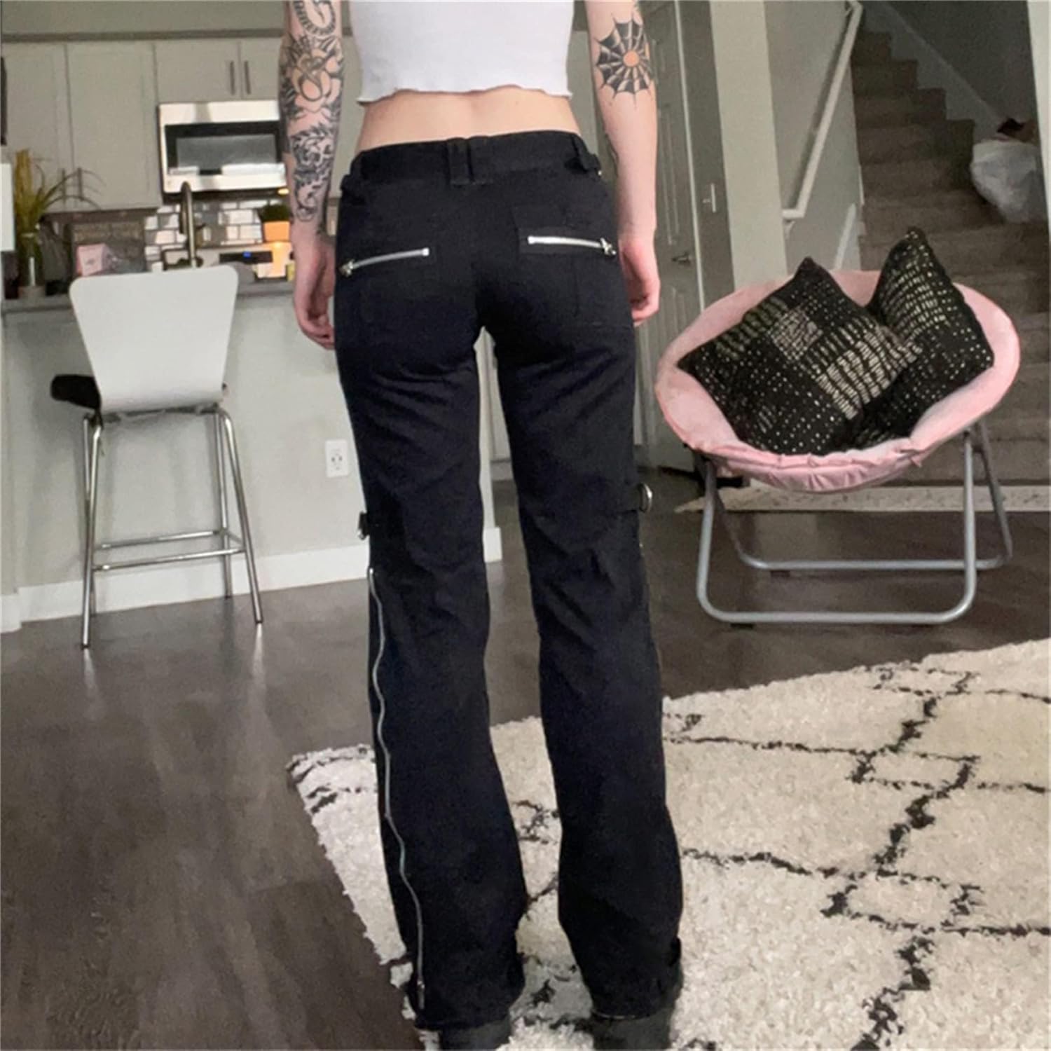 ENFUSO Punk Y2k Grunge Low Waist Emo Jeans Mall Gothic Women Black Patchwork Electro Pants Fashion Streetwear Alt Clothes - Image 3