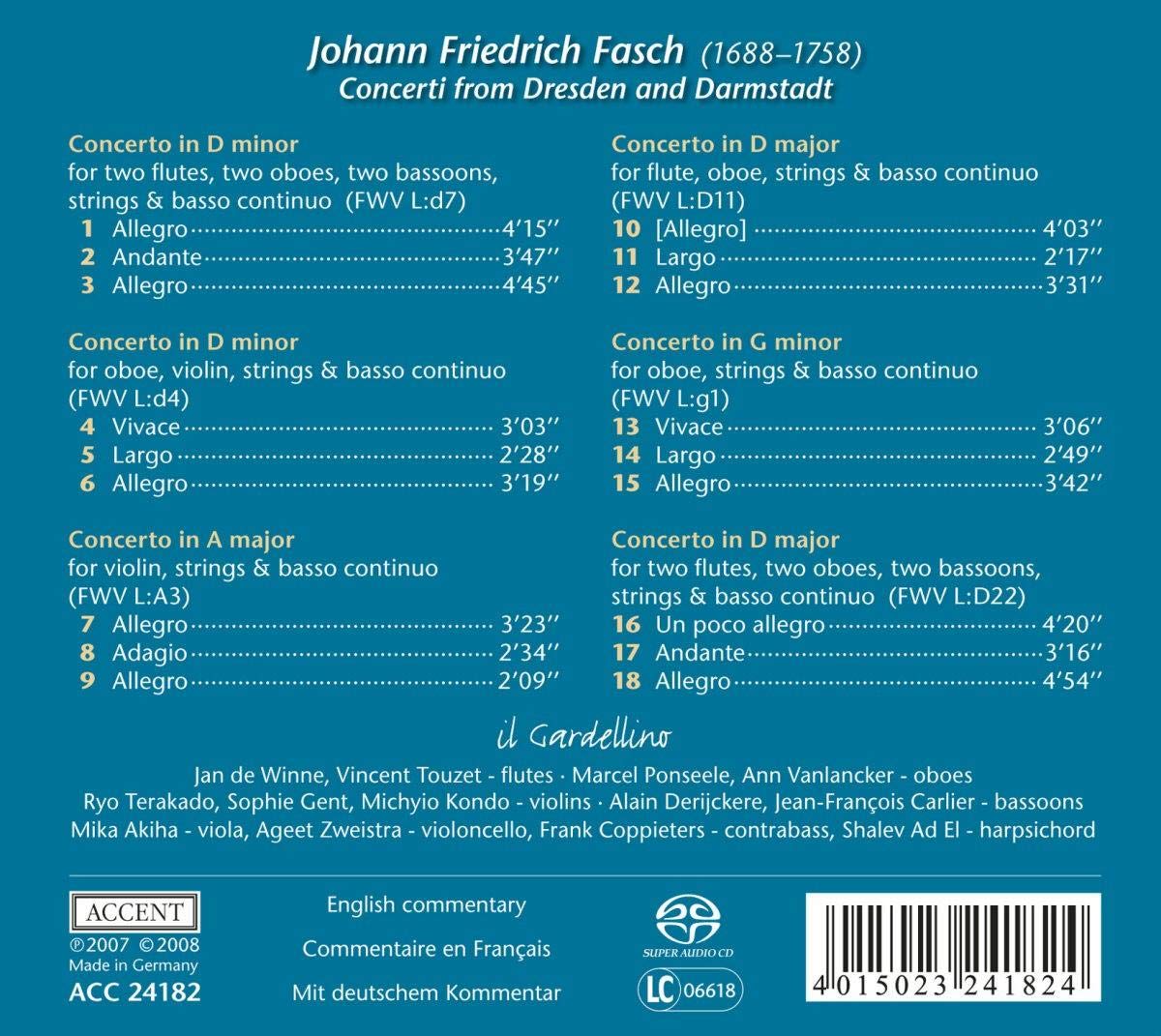 Fasch : Concerti from Dresden and Darmstadt