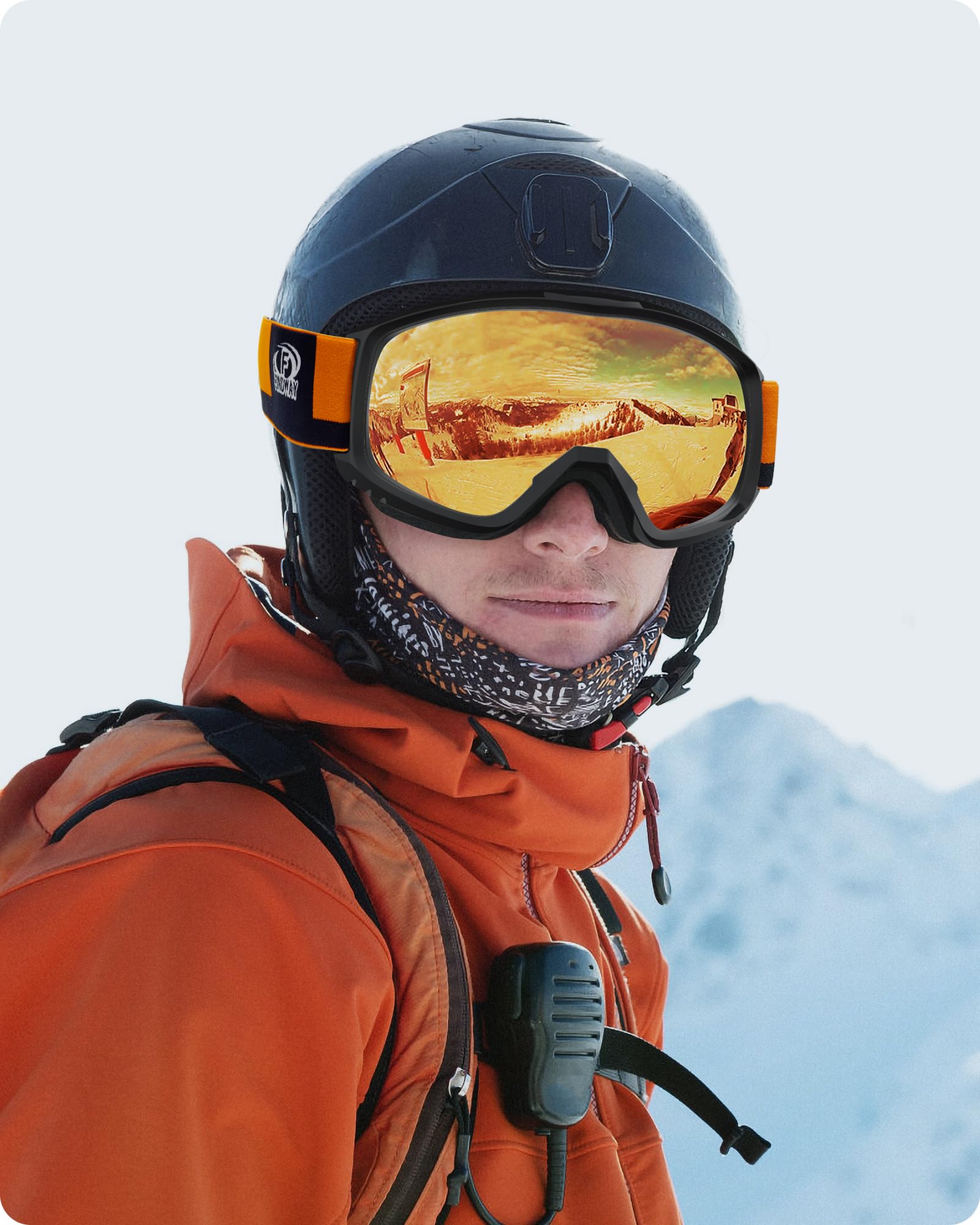 Findway Maschere da Sci, Occhiali Sci Donna Uomo, Maschera da Snowboard e Sci per Occhiali da Vista OTG,Anti-UV Protezione UV Anti-Nebbia Specchiato Sfericamente