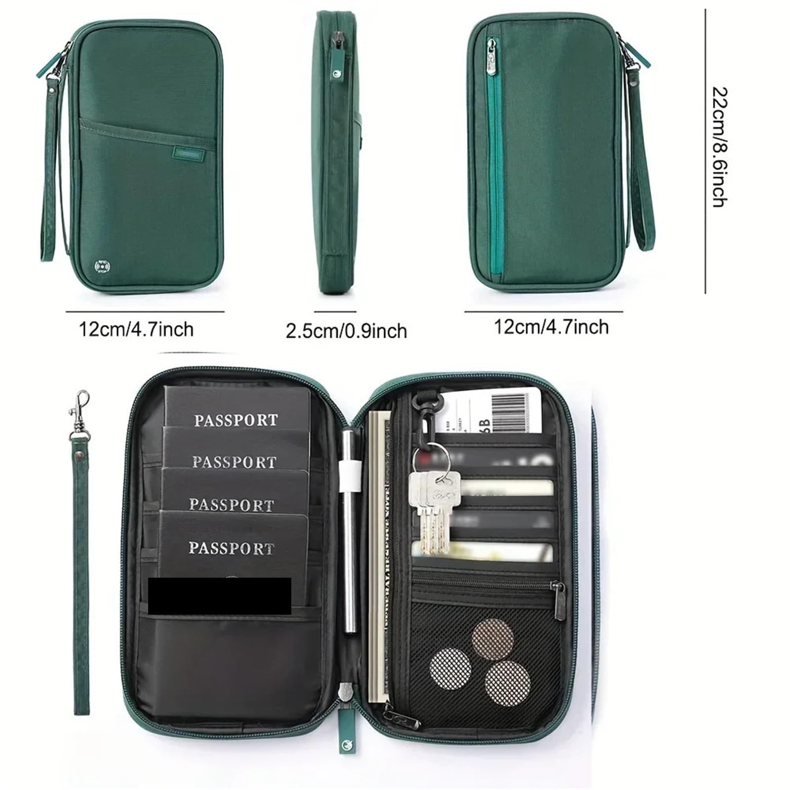 porta passaporto Passaporto da viaggio Portafoglio Porta famiglia Portadocumenti Accessori Borsa Carta(Blue)