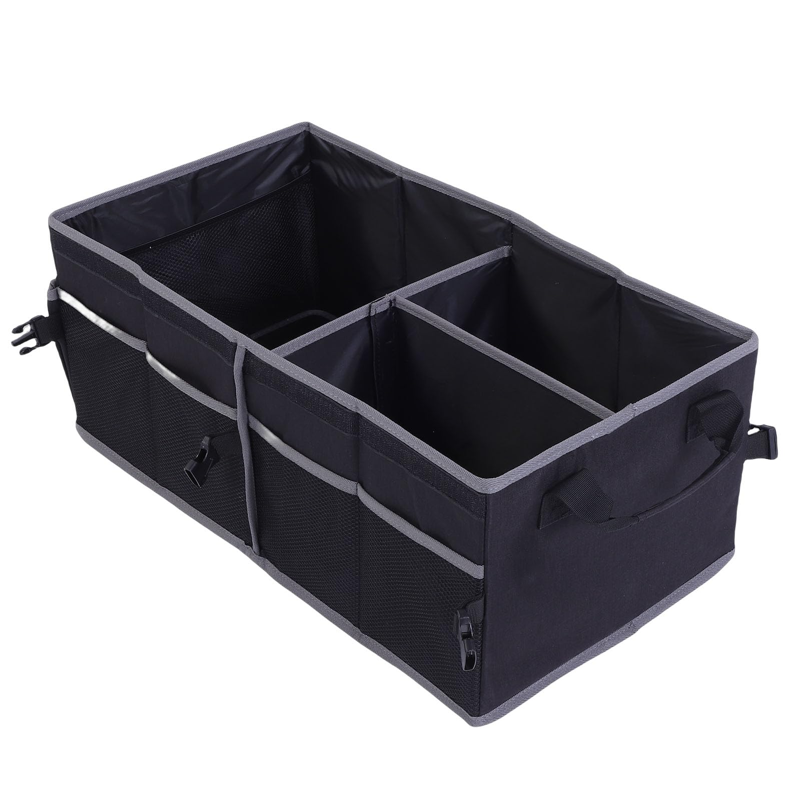Jiawu Organizer per Bagagliaio per Auto, Organizer per Bagagliaio Pieghevole in Tessuto Oxford Impermeabile, per Auto Multi Scomparto con Divisore Rimovibile e Tasche a Rete per Campeggio, Picnic,