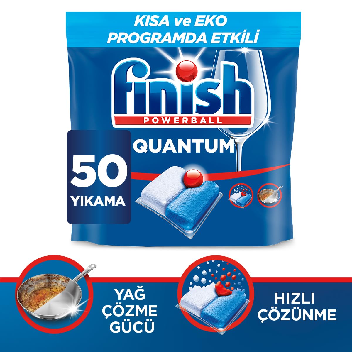 Finish Quantum 50 Kapsül Bulaşık Makinesi Deterjanı Tableti (1…