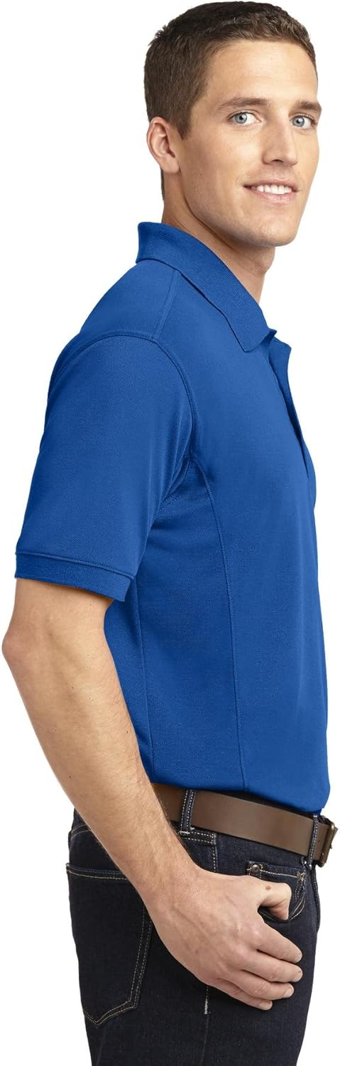 옆 view of the Port Authority K567 Performance Pique Polo in Cobalt Blue, showing the side seam panels.