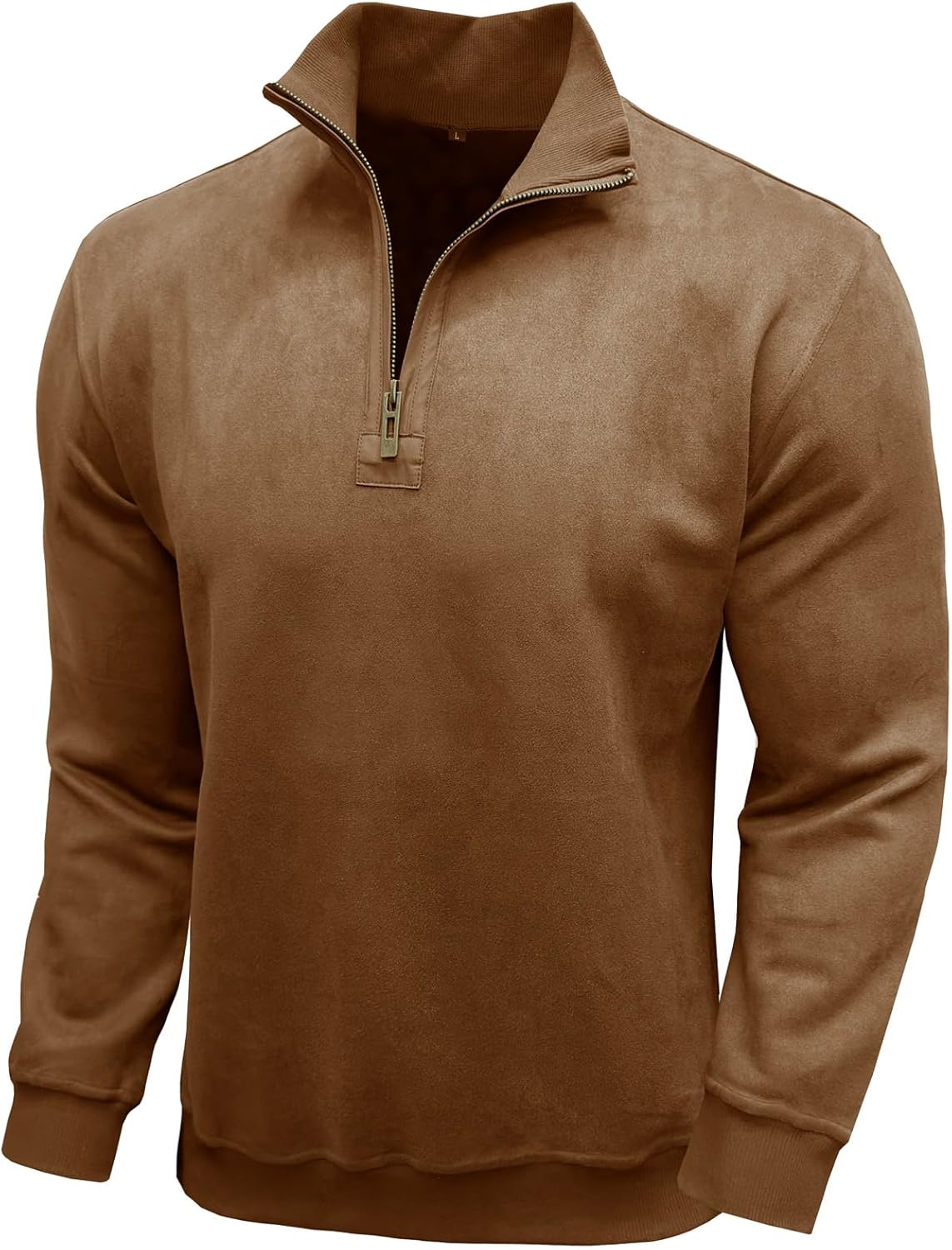 Nuofengkudu Men's Quarter Zip Pullover Sweater Long Sleeve Fall Winter Casual Polo Sweater Stand Collar Sweatshirt