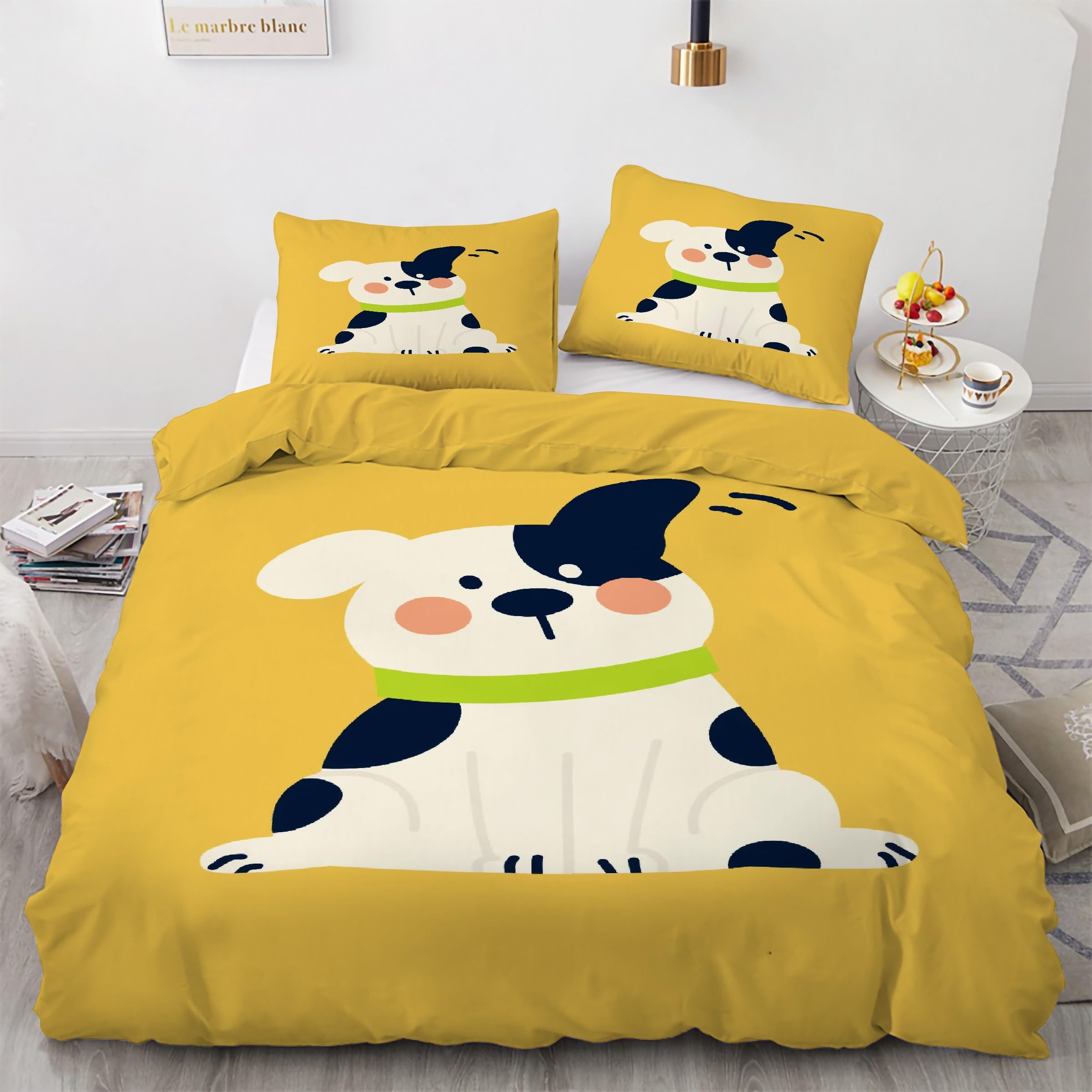 Housse de couette 200x200 chiot parure lit microfibre facile à laver avec zip