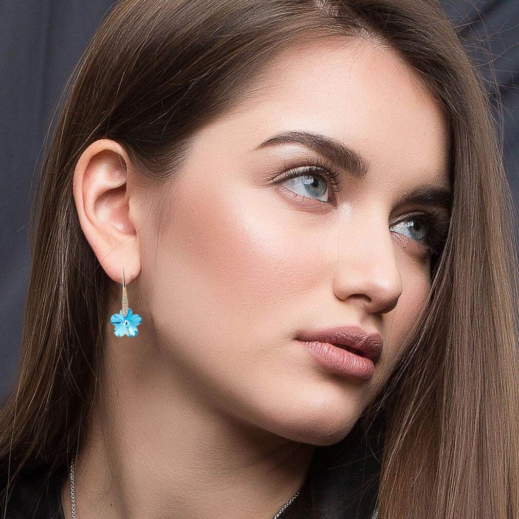 Miniatura 2 de Pendientes colgantes de cristal austriaco para mujer, chapados en oro de 14 quilates, joyería hipoalergénica