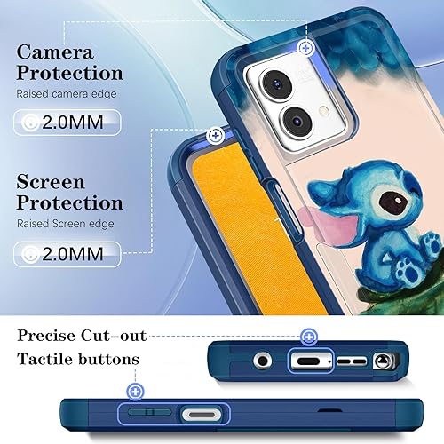 Miniatura 3 de Lupct Funda resistente para Moto G Stylus 5G 2023 de 6.6 pulgadas, funda protectora militar para niños y niñas, diseño de dibujos animados lindos y