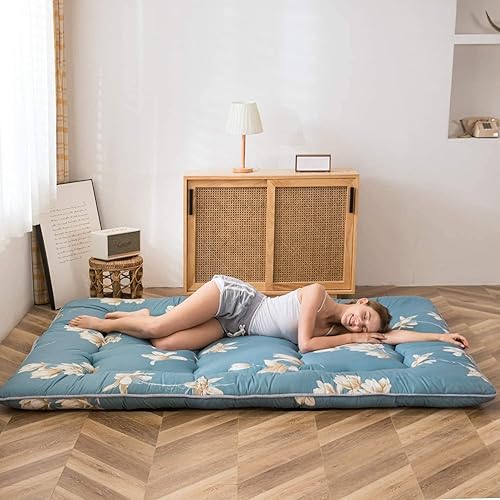 Miniatura 7 de MAXYOYO Colchón de piso japonés estampado floral colchón futón cama tamaño queen cama plegable colchón enrollable camping cama cama cama sofás y