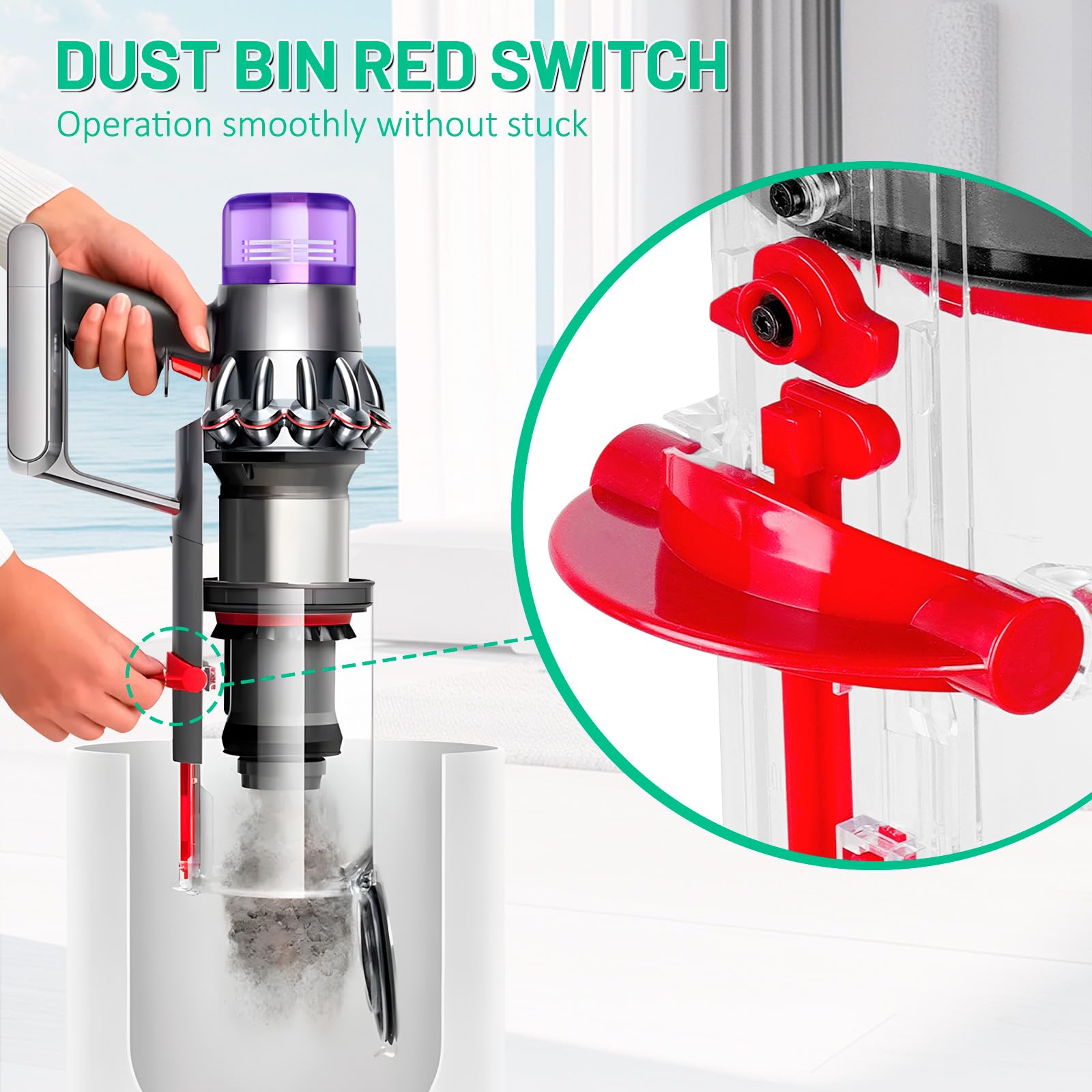 ACCTDLF Canister Dust Bin Replacement for Dyson V11 V15 Torque Drive Animal Complete V15 Extra V15S Detect Submarine SV22 SV15 SV14 Large Vacuum Bin Part, with Filter (for V11 Dust Bin + Filter)