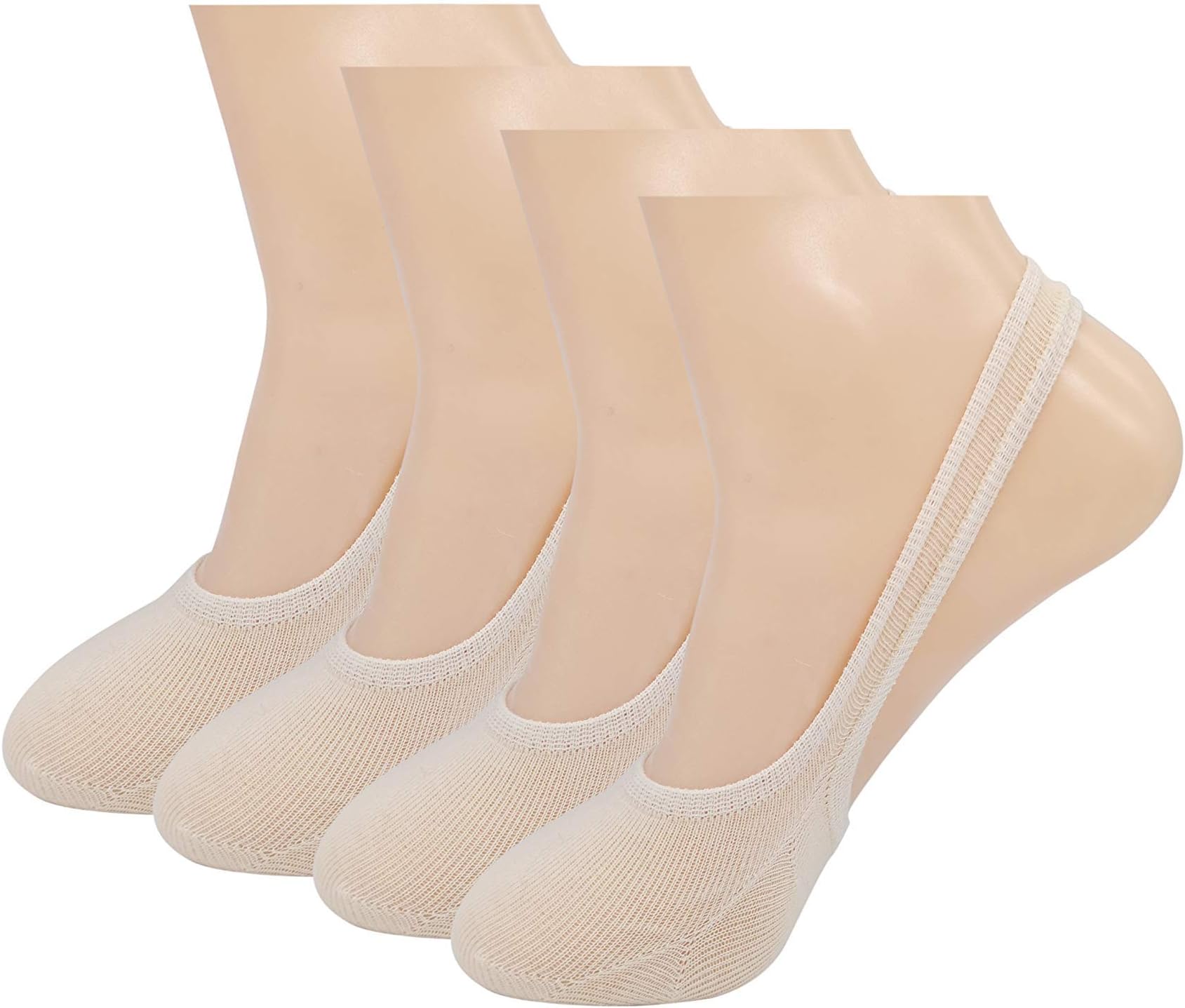HaloYIYIWomen's 4 Pack Half Liner Socks Seamless Toe Mesh Ventilation No Show With Comfortable Sling Back