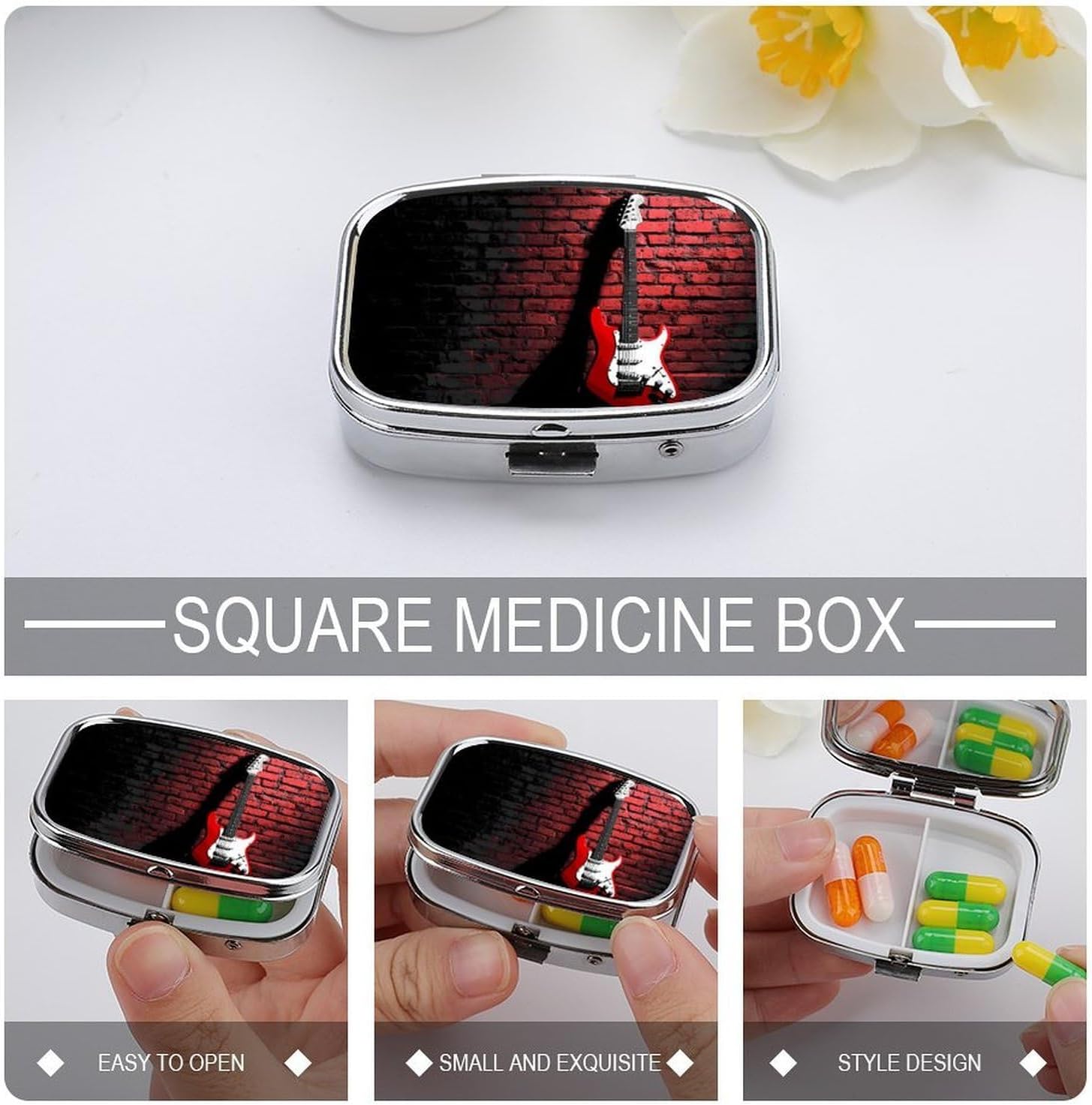 Guitar Printed Music Travel Pill Box Portable Pill Case Holder image 4