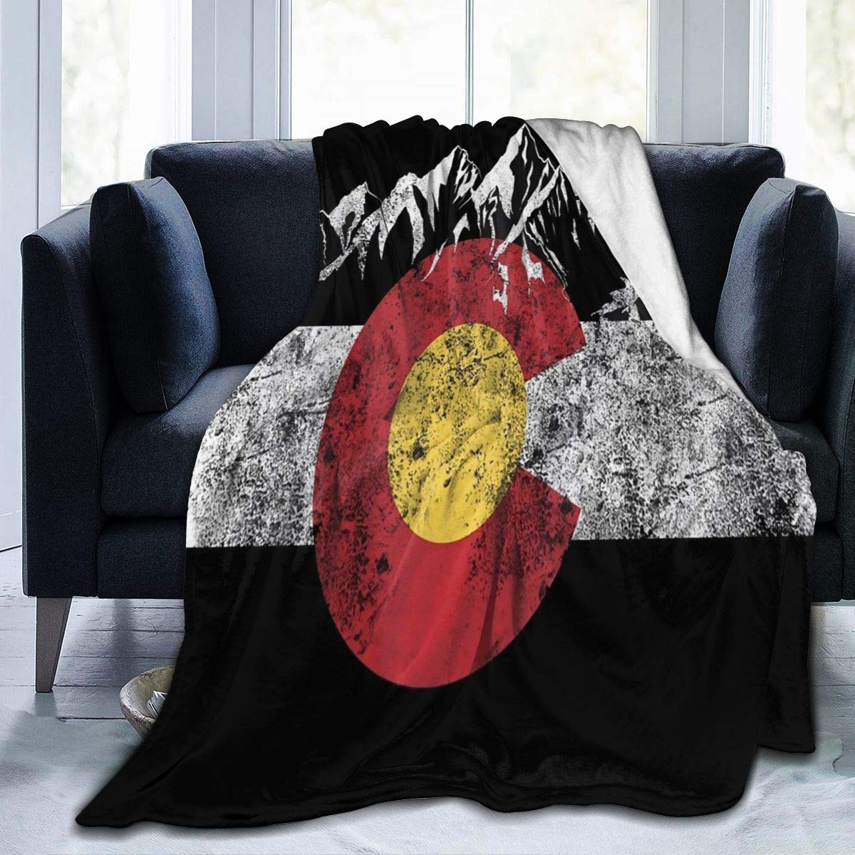 Carwayii Throw Blanket ,Colorado Flag Vintage Mountain Sherpa Blanket Comfy Bed Blanket For Family Festival Gift,Comfortable Fleece Blanket Durable Warm Sofa Blanket For All Season -60''X80''