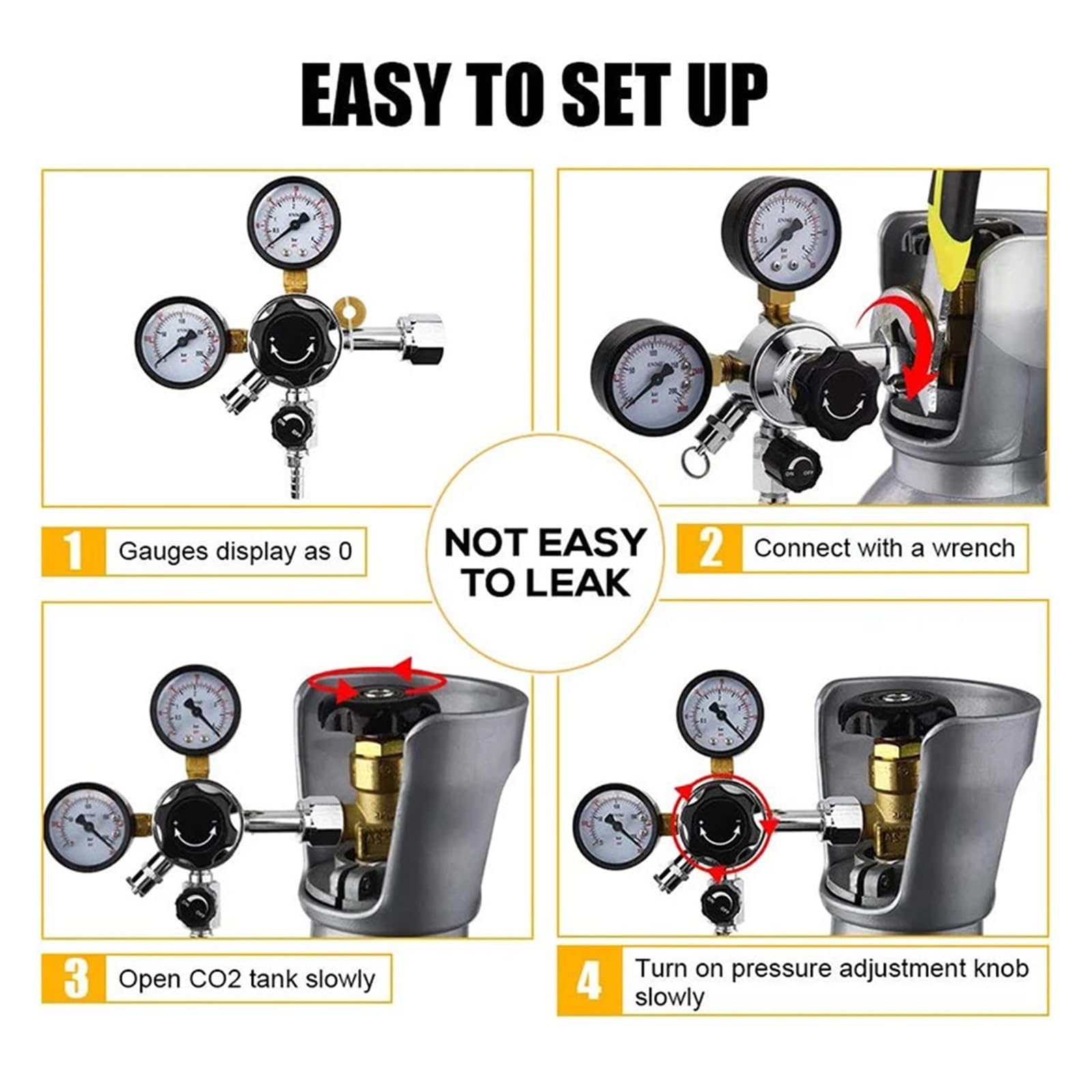 co2 Regulator, Conjunto de línea de Gas for Cerveza Artesanal, regulador de CO2 y Manguera de carbonatación de 5/16'', manómetro Doble for Tanque (W21.8 / CGA320),for kegerator(W21.8)