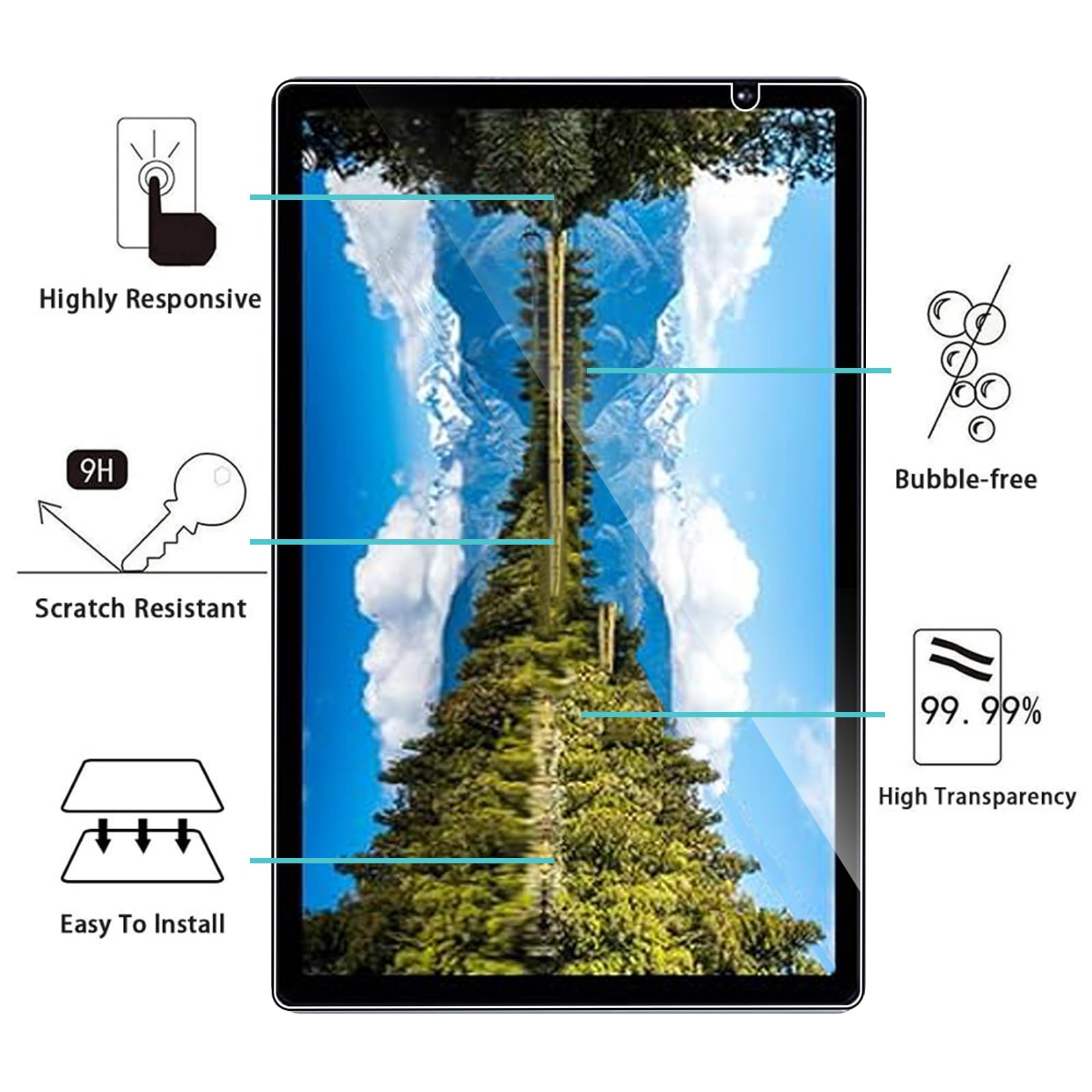Vetro Temperato 9H Per Tablet Biegedy B29 Da 10 Pollici – 2 Pezzi, Antigraffio E Anti-Impronta, HD Trasparente Con Taglio Di Precisione