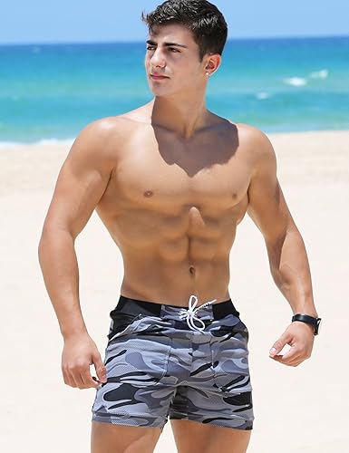 Miniatura 4 de Taddlee Traje de baño básico largo para hombre traje de baño con bolsillo Gris