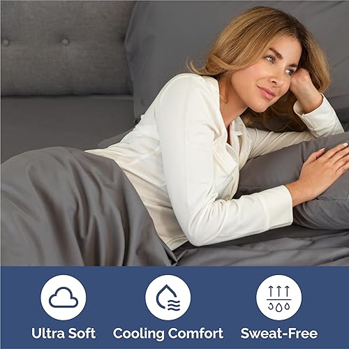 Vista 67 de Juego de sábanas Split King de 7 piezas, sábanas transpirables y refrescantes, sábanas de hotel, bolsillos profundos, ajuste fácil, suaves y sin