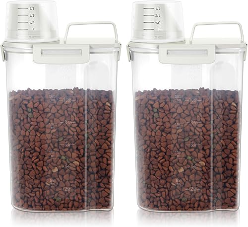 Miniatura 20 de 3-5Lbs Airtight Small Cat Dog Pet Food Storage Containers BPA Free, with Large Pour Spout/1 Measuring Cup/ 4 Safety Locks and Double-layer Silicone