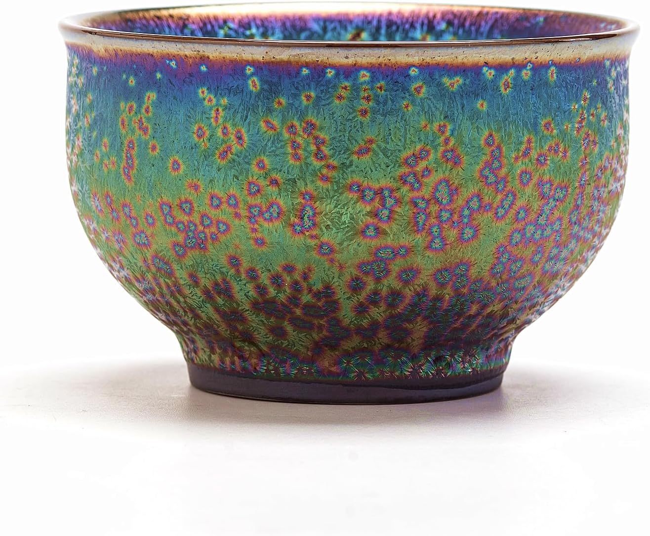 Jianzhan Ceramic Tea Cup, Colorful Peacock Glaze, 5.5 oz | Traditional Chinese Style, for Kungfu Tea Ceremony, Coffee Tasting, Home Office Art Decor Collectible Gift