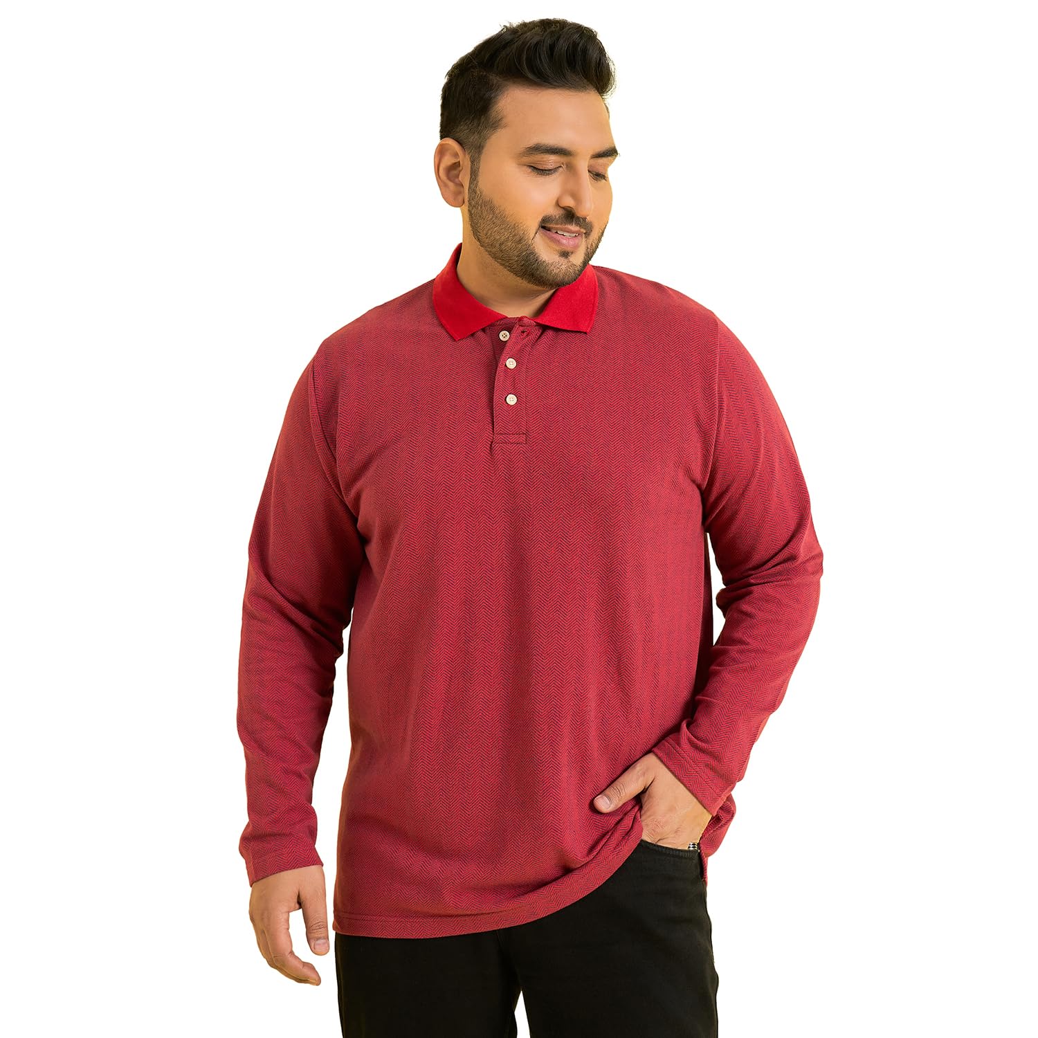 bigbanana Men Plus Size Solid Maroon Polo Tshirts-picture-19
