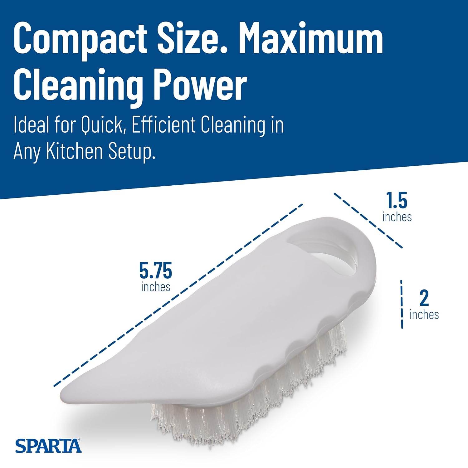 SPARTA 4041202 Plastic Potato Brush, Medium Stiffness With Polyester Bristles, 5.75 Inches, White