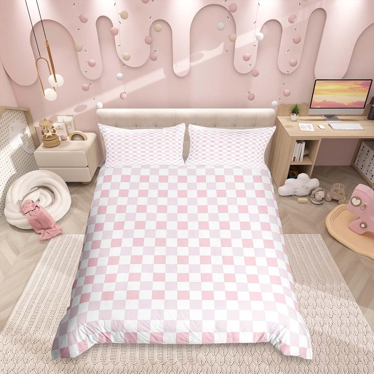 Housse de couette en treillis pour lit double enfant afin de décorer facilement leur chambre