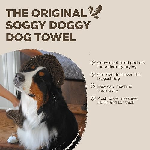 Miniatura 6 de Soggy Doggy Super Shammy - Toalla de microfibra de felpilla para secar perros y limpiar las patas, secado rápido con bolsillos para las manos para