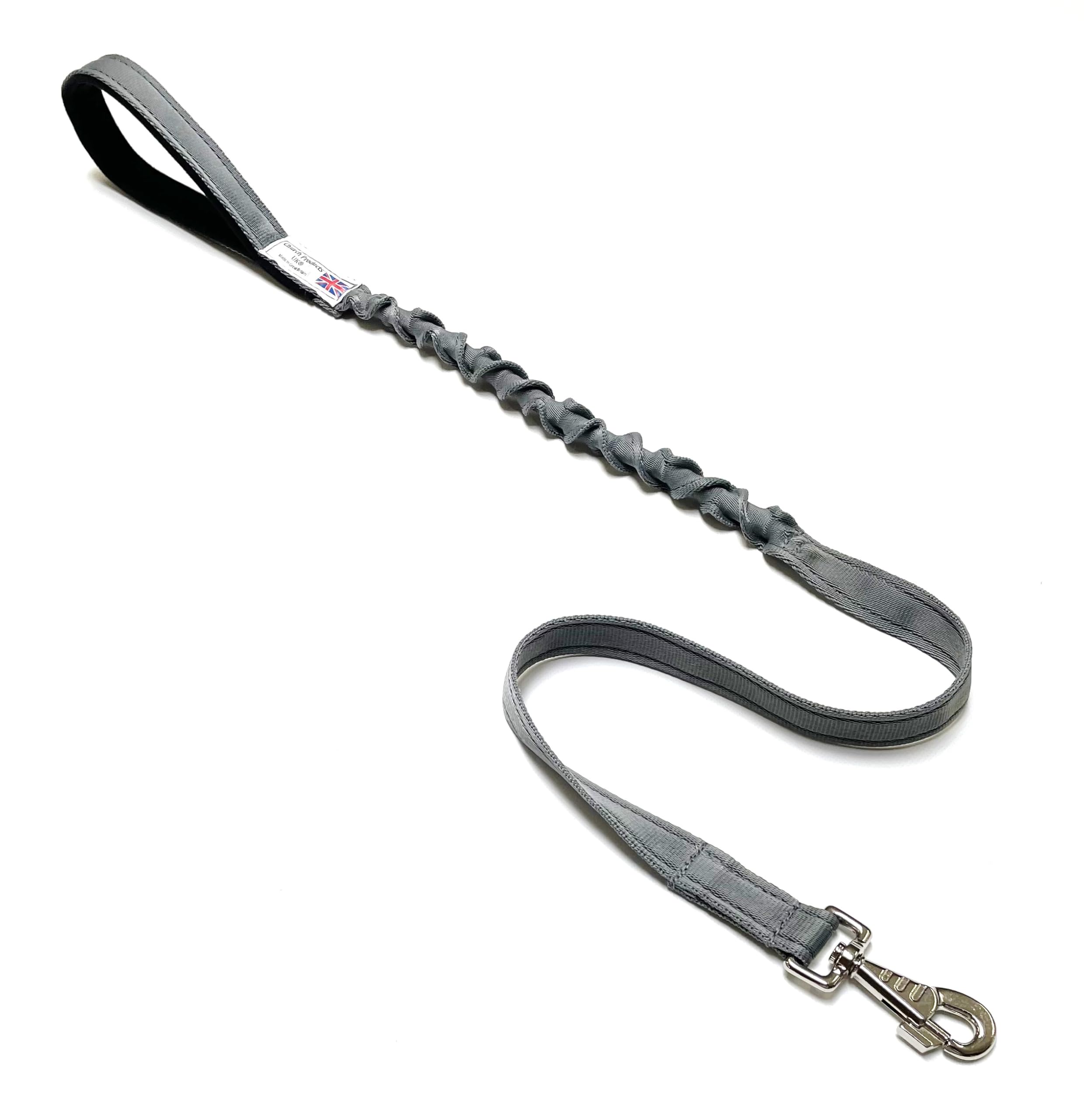 Dog Lead With Shock Absorbing Bungee Cord Training Walking Leash Soft Padded Handle (Silver/Grey, 45" (1.1 Metres))
